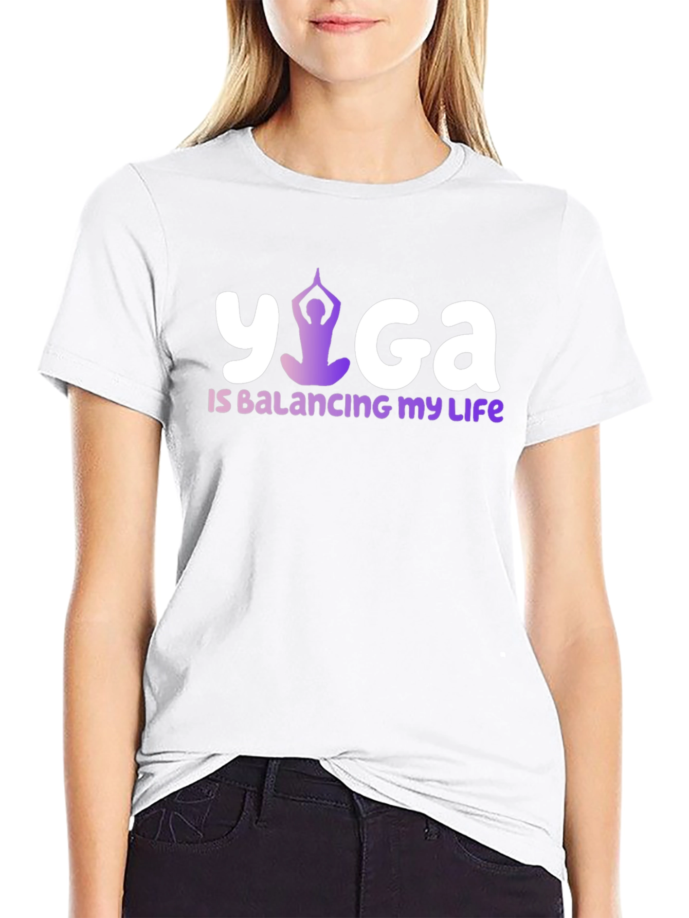 Yoga Balancing Life Black T-Shirt