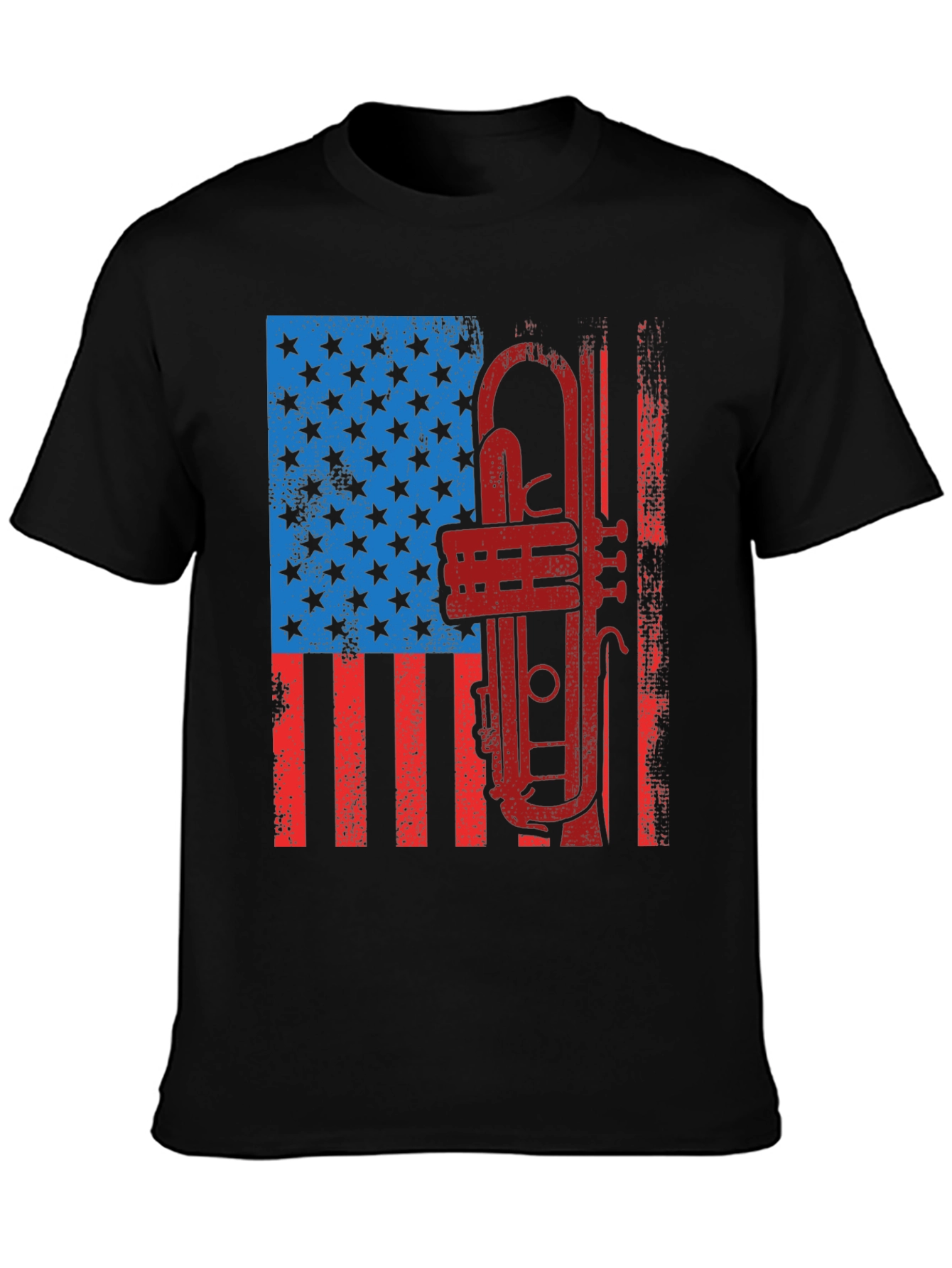 Patriotic Trumpet T-Shirt - American Flag Graphic Tee