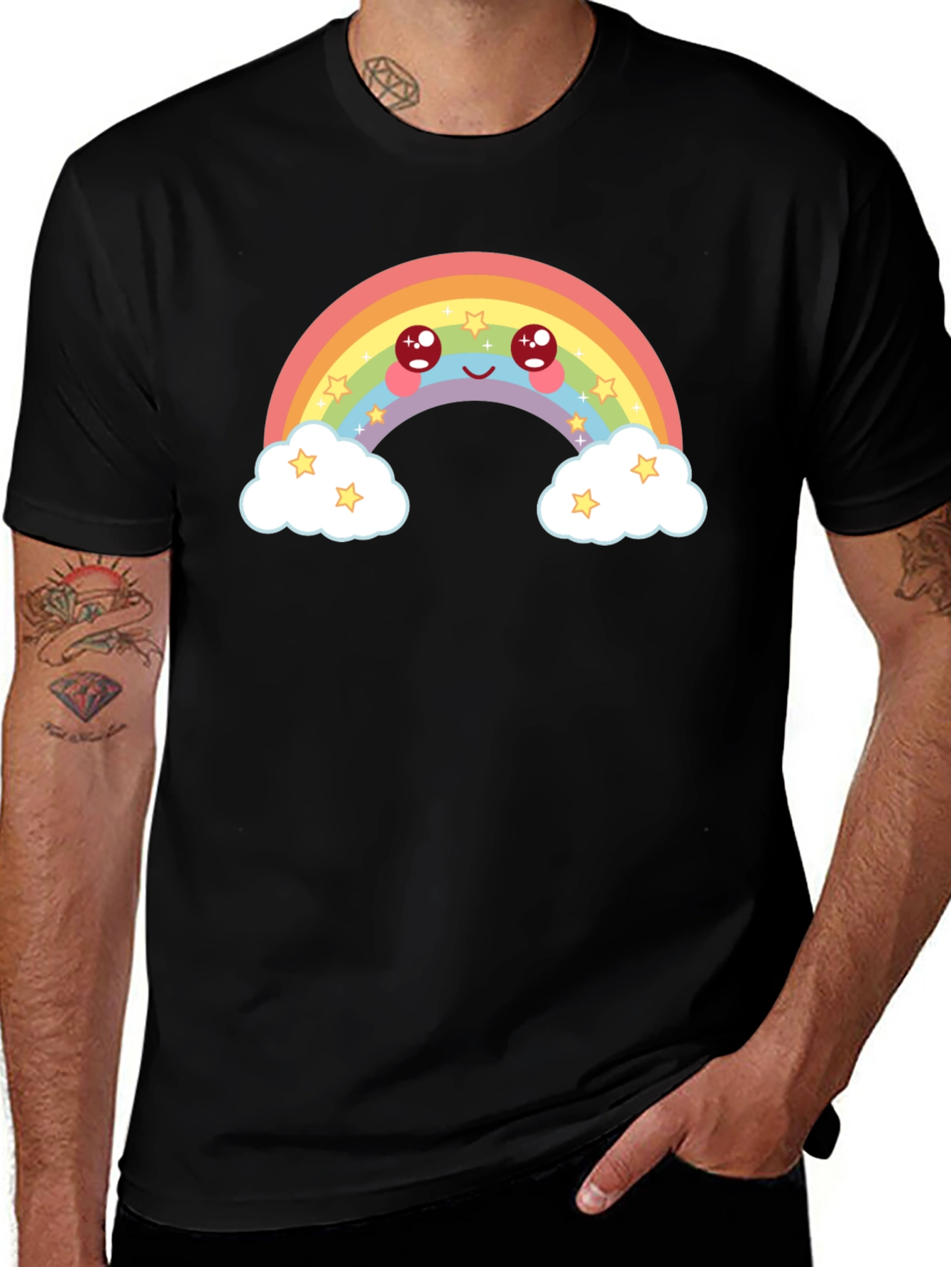 Cute Rainbow Graphic Tee - Black T-Shirt
