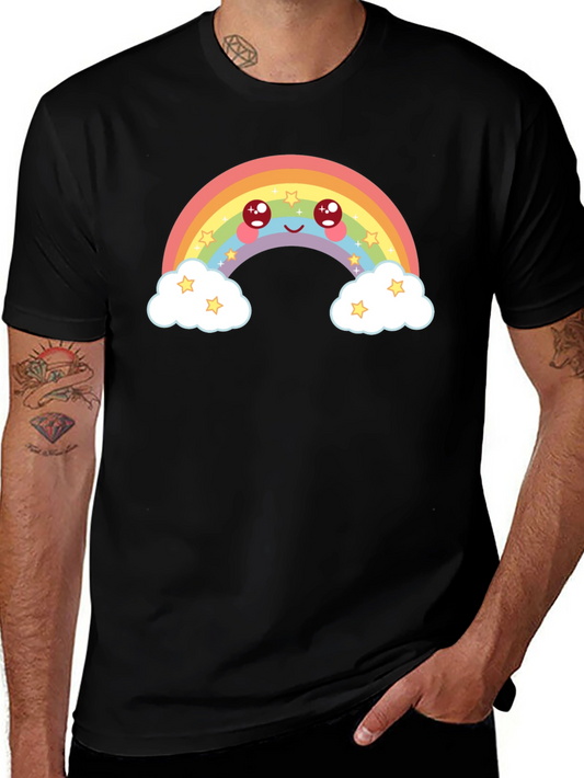 Cute Rainbow Graphic Tee - Black T-Shirt