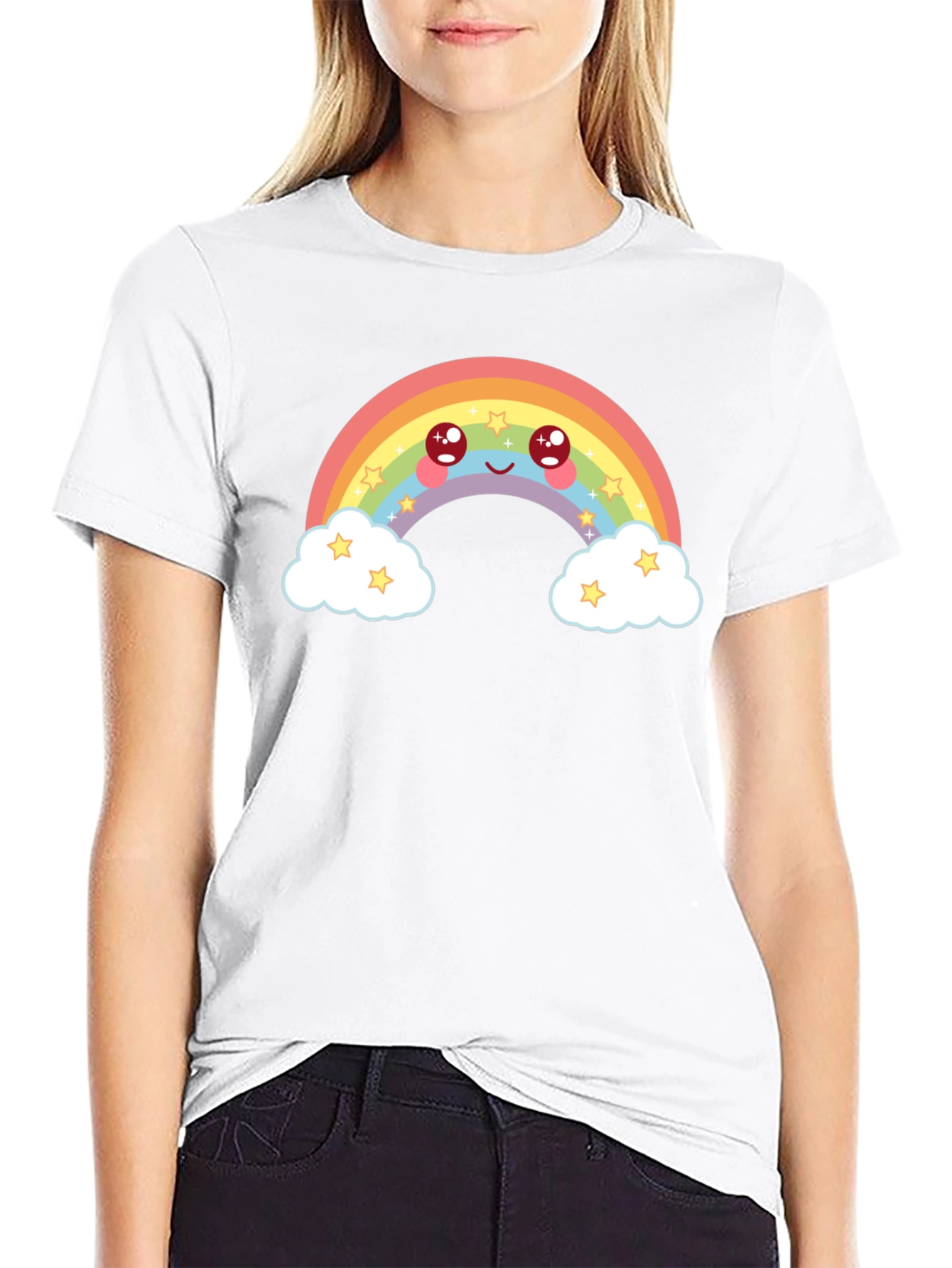 Cute Rainbow Graphic Tee - Black T-Shirt