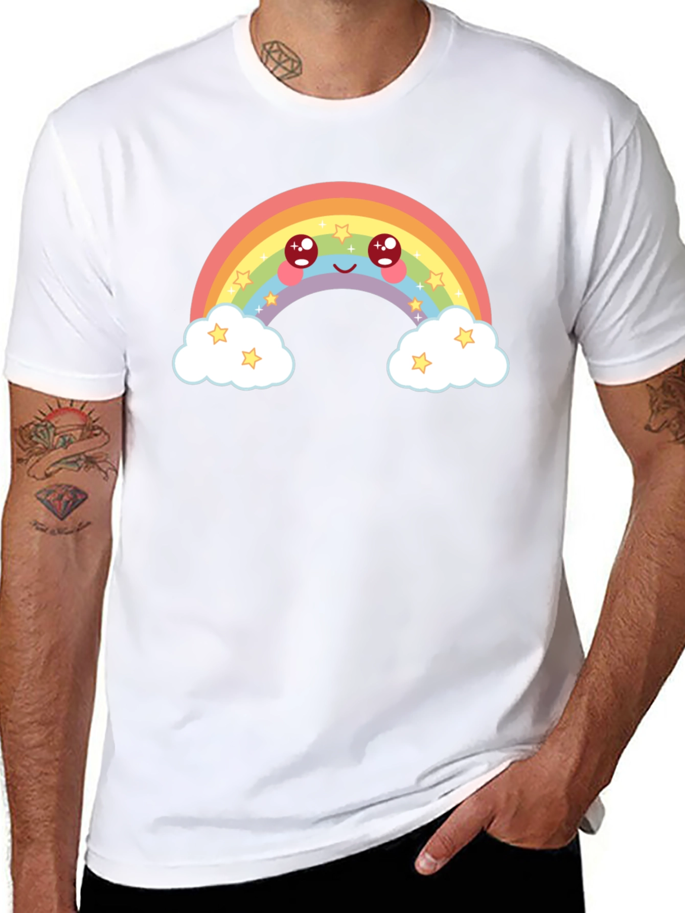 Cute Rainbow Graphic Tee - Black T-Shirt