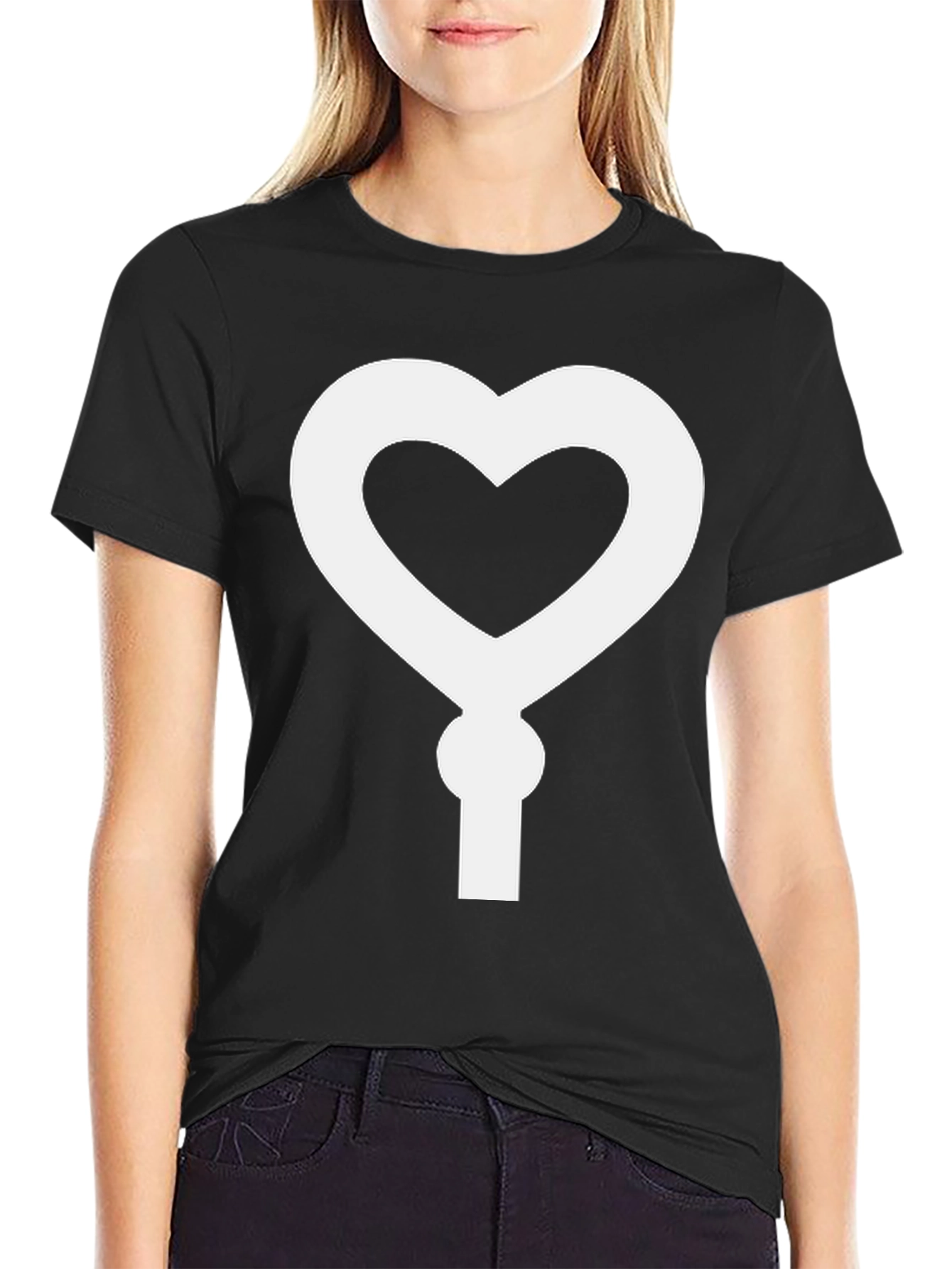 Heart Keyhole T-Shirt - Black