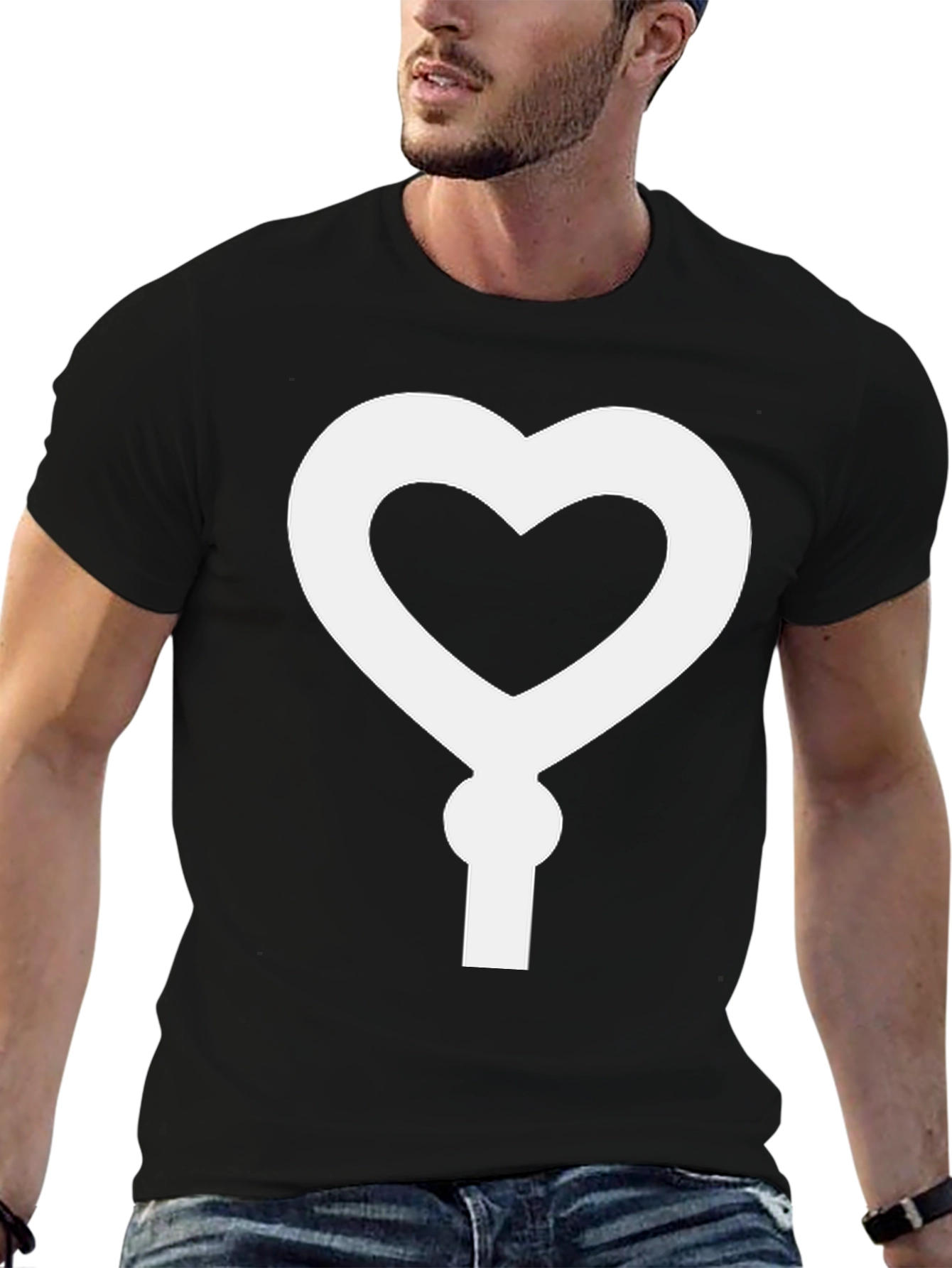 Heart Keyhole T-Shirt - Black