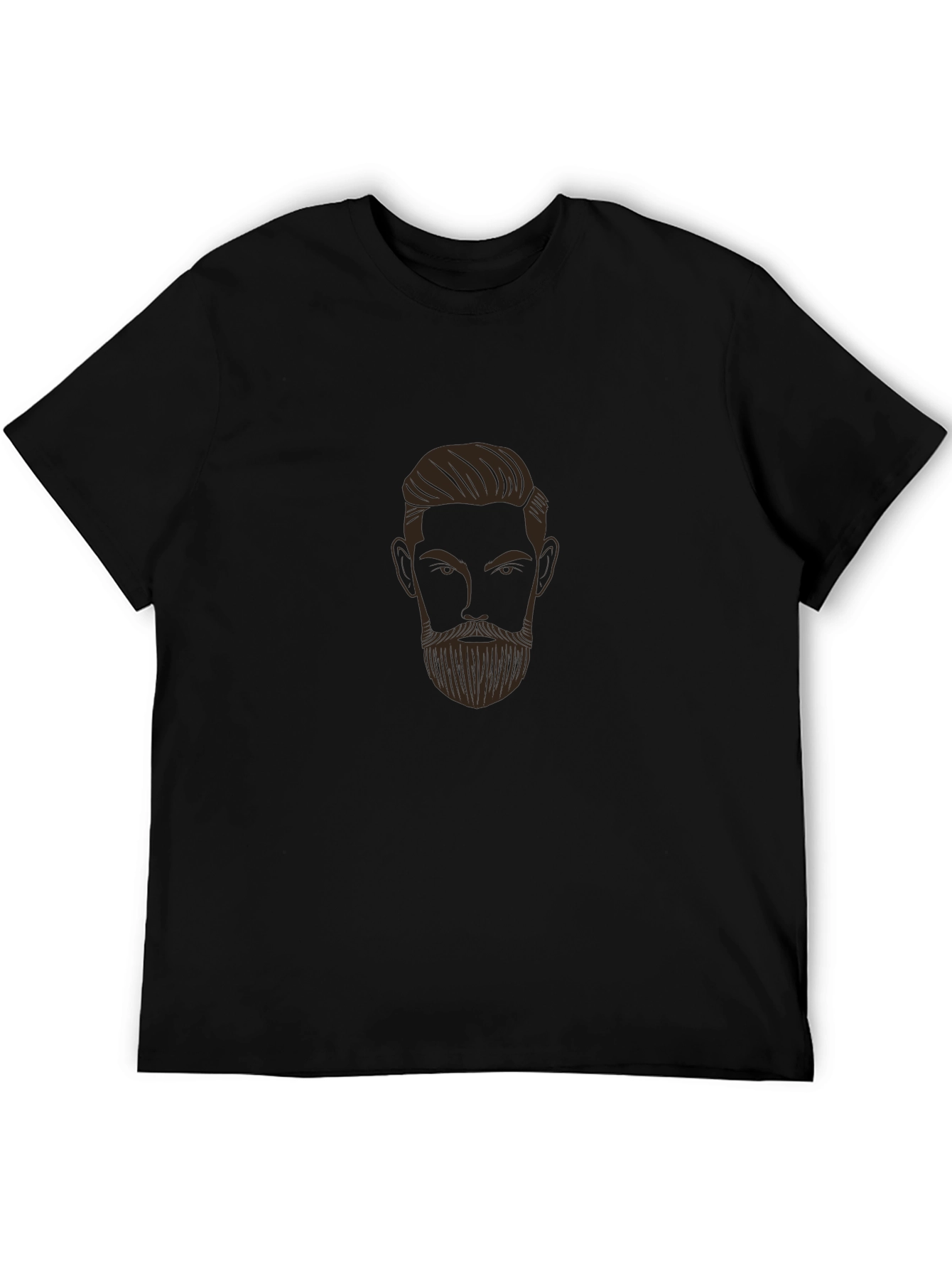 Bearded Man Graphic Print Black T-Shirt