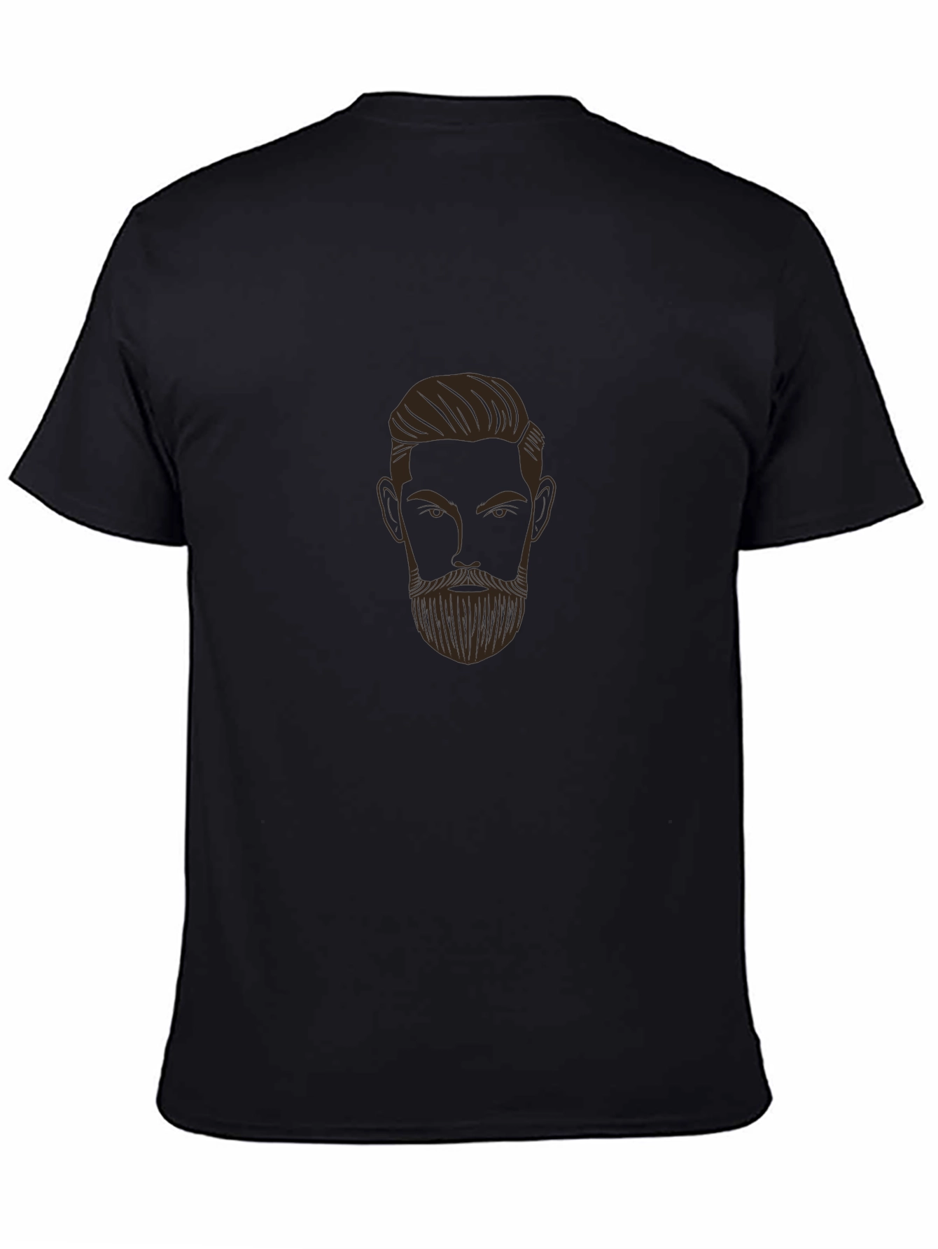 Bearded Man Graphic Print Black T-Shirt