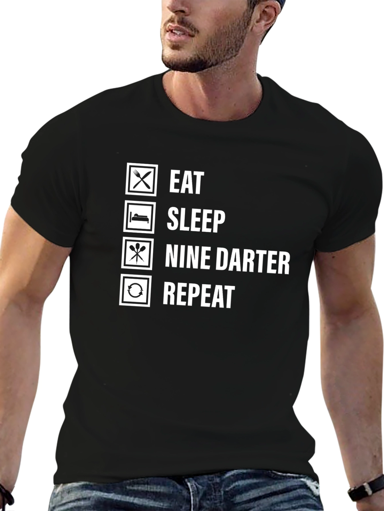 Eat Sleep Nine Darter Repeat Black T-Shirt
