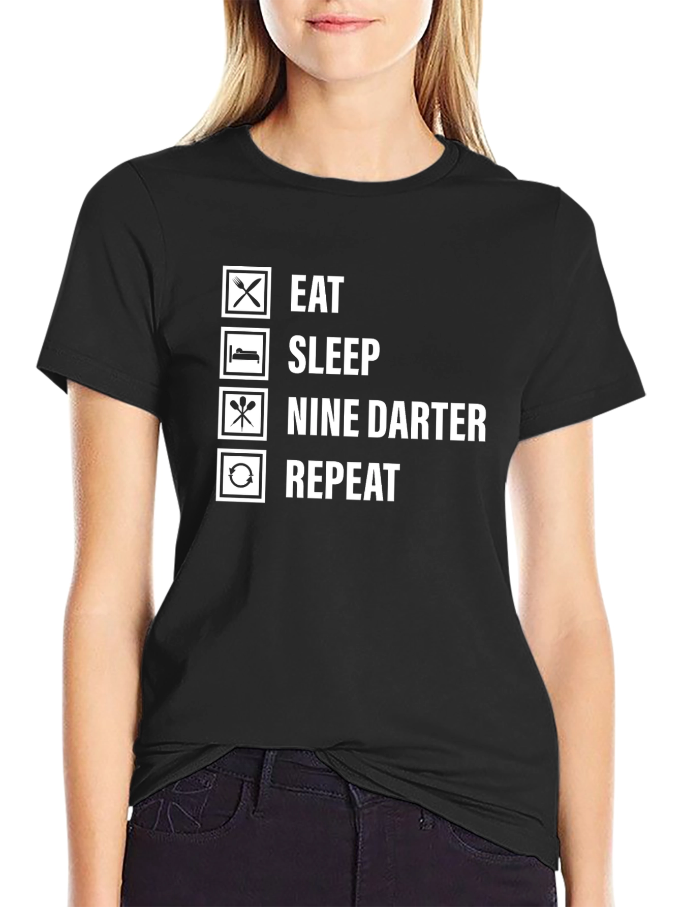 Eat Sleep Nine Darter Repeat Black T-Shirt