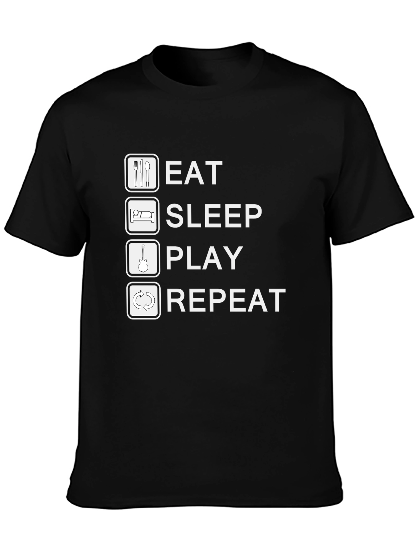 Eat Sleep Play Repeat Black Graphic Tee Shirt