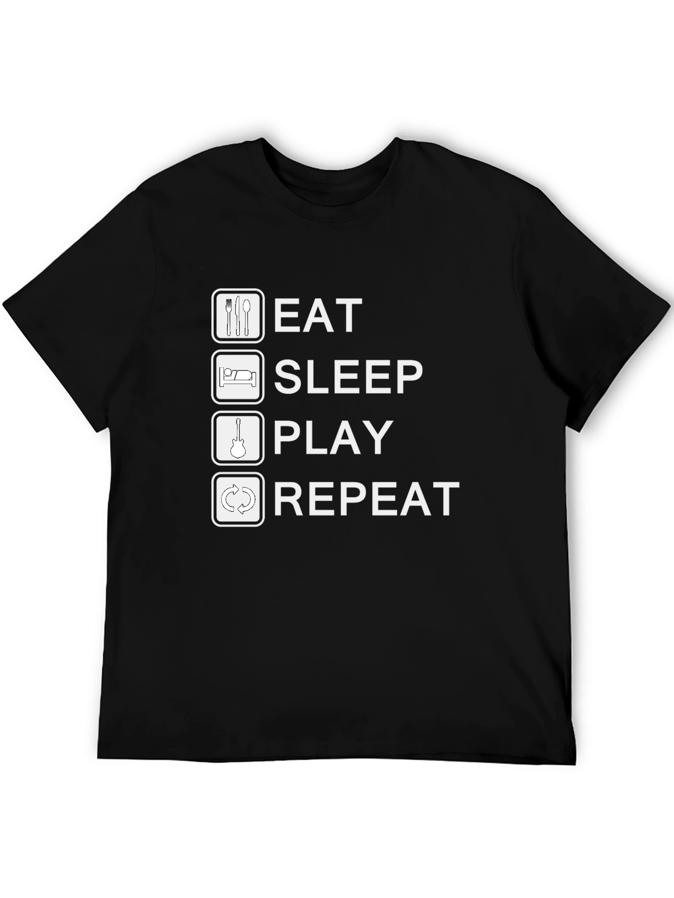 Eat Sleep Play Repeat Black Graphic Tee Shirt