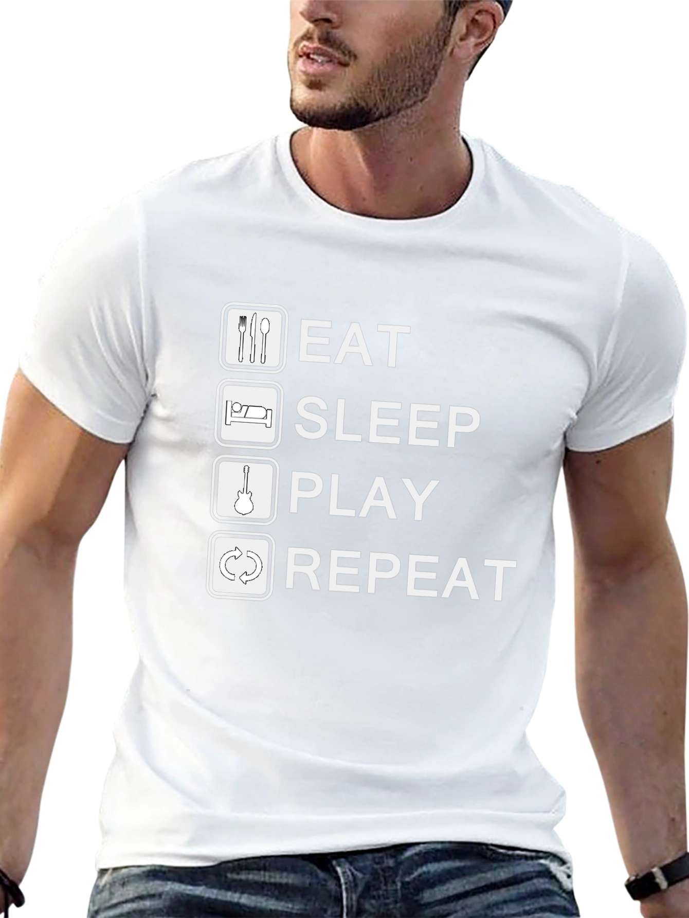 Eat Sleep Play Repeat Black Graphic Tee Shirt