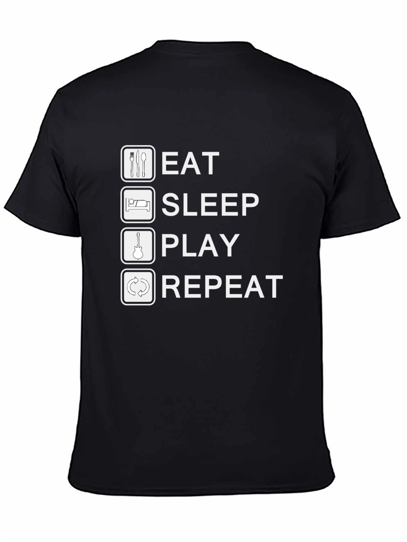 Eat Sleep Play Repeat Black Graphic Tee Shirt