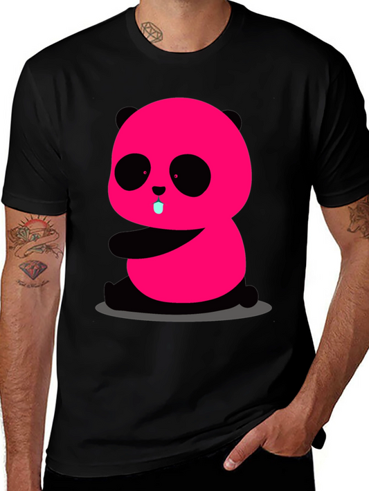 Pink Panda Graphic Tee - Cute & Fun Black T-Shirt