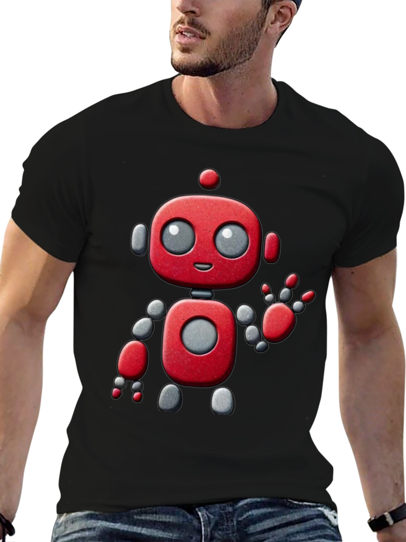 Robot Graphic Tee - Fun & Stylish Black T-Shirt