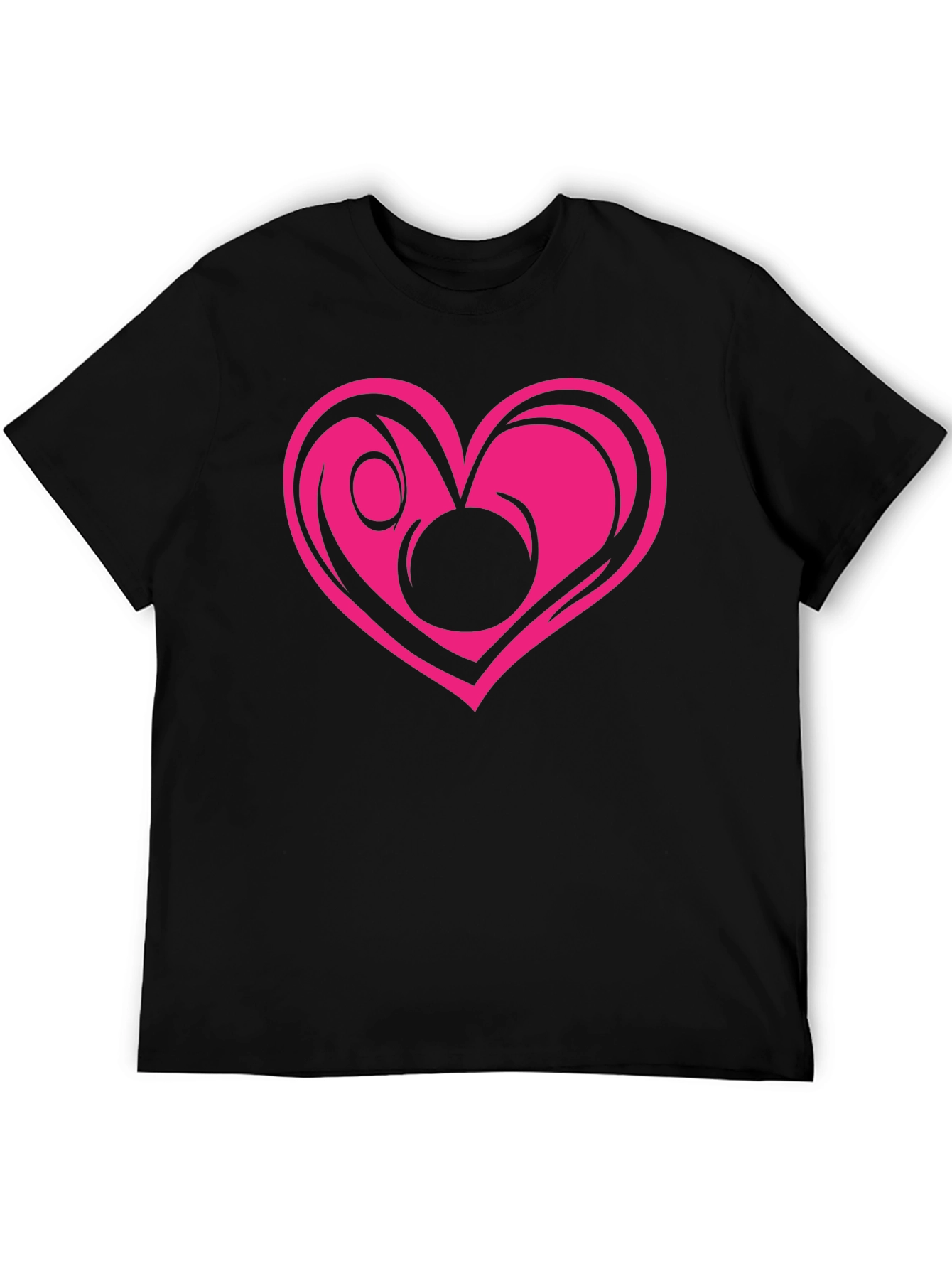 Black T-Shirt with Pink Heart Graphic