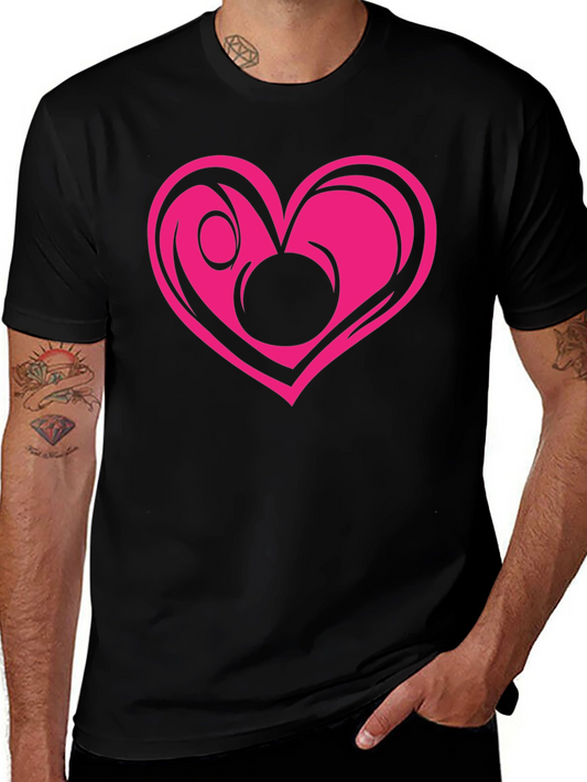 Black T-Shirt with Pink Heart Graphic
