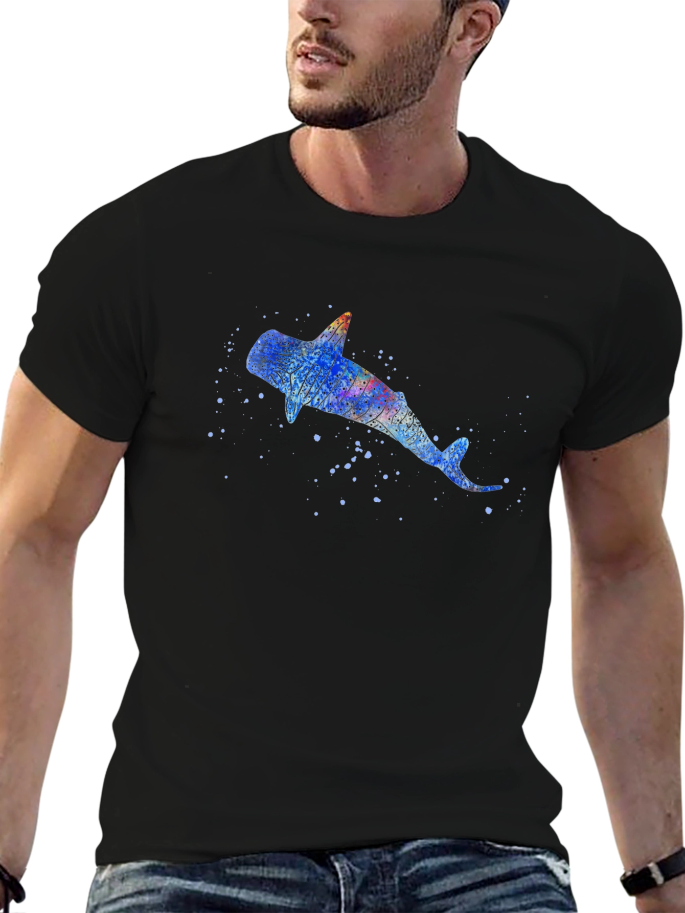 Whale Shark Graphic Black T-Shirt