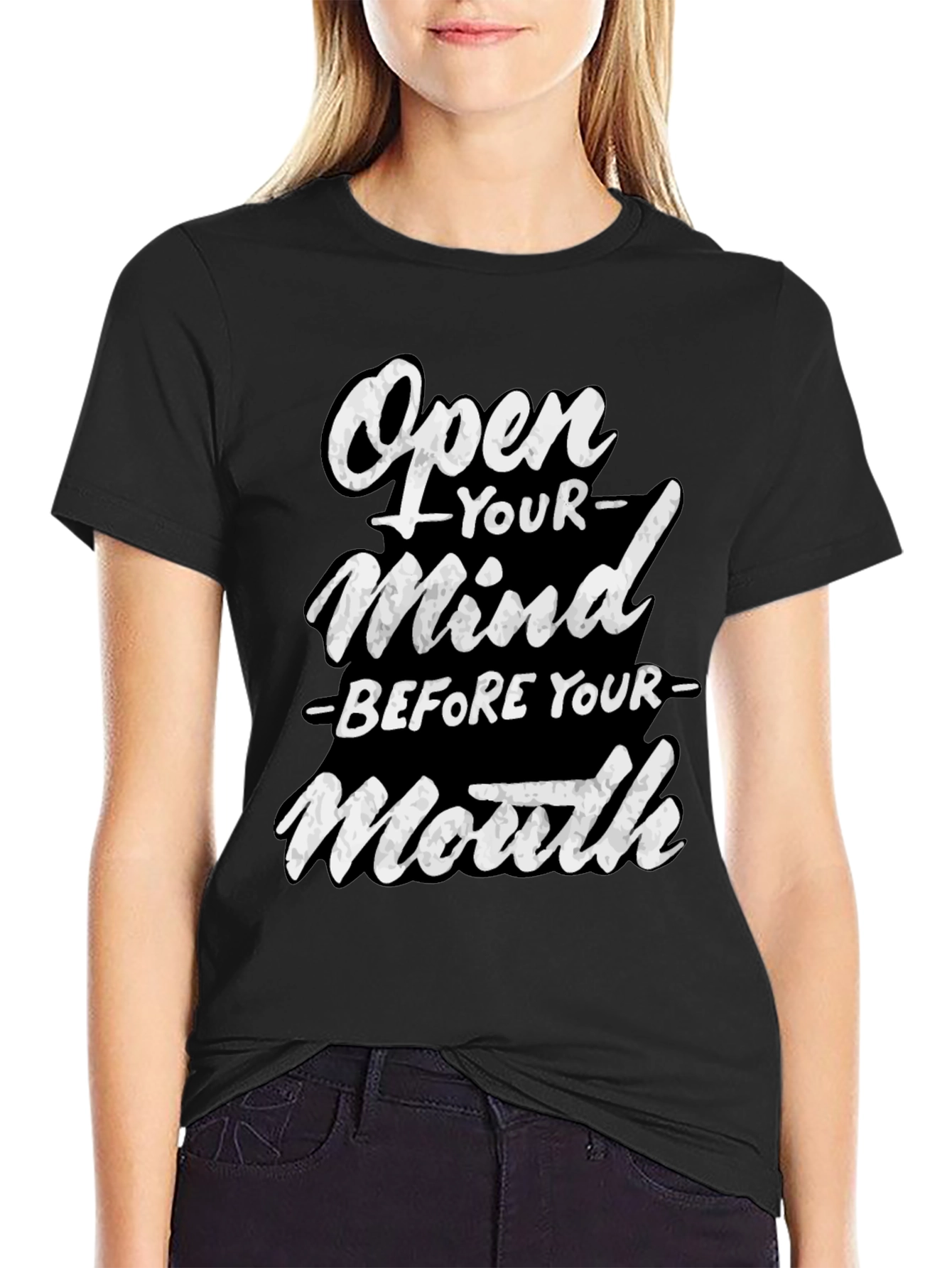 Open Your Mind Graphic T-Shirt - Black Cotton Tee