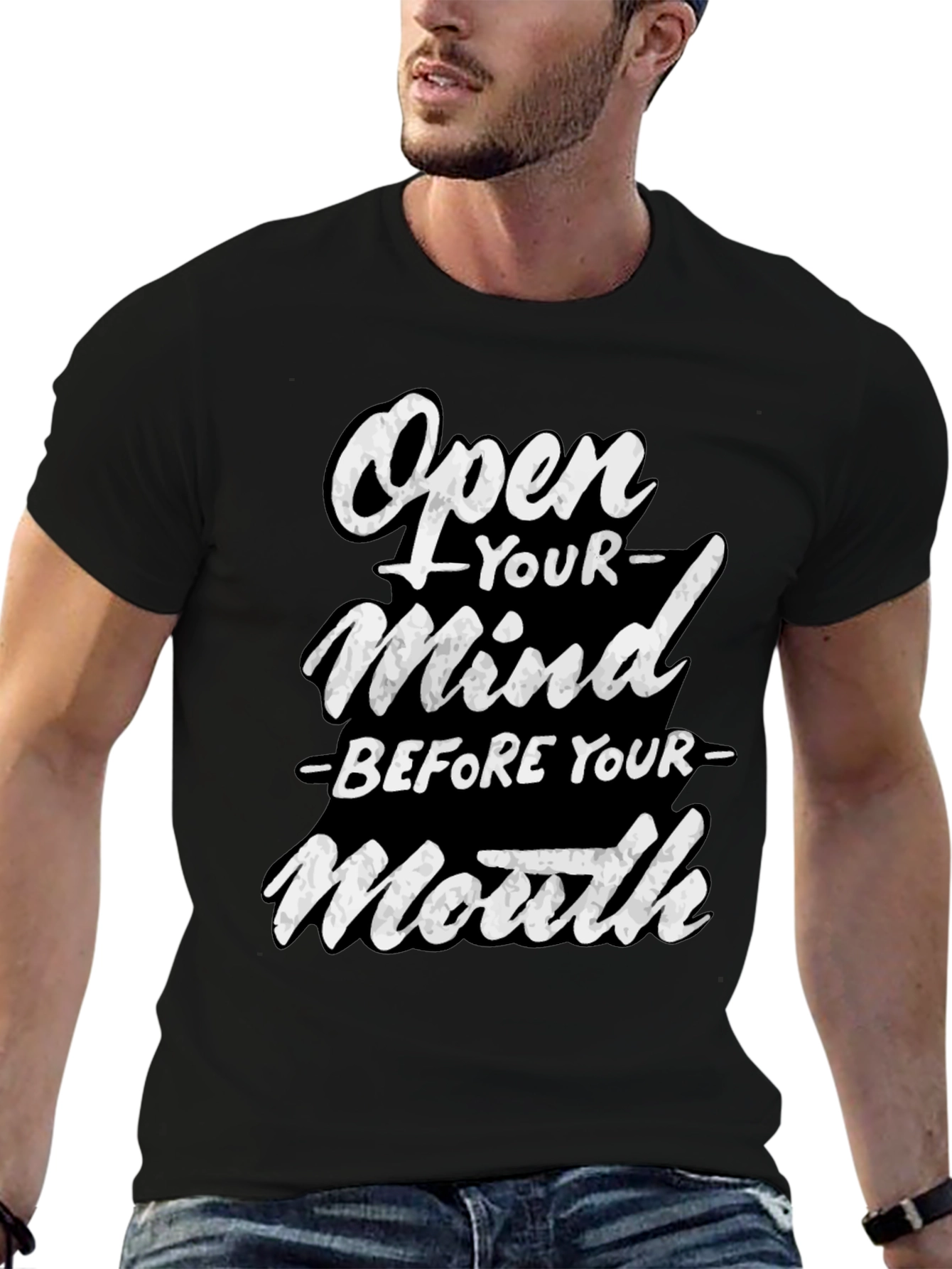 Open Your Mind Graphic T-Shirt - Black Cotton Tee