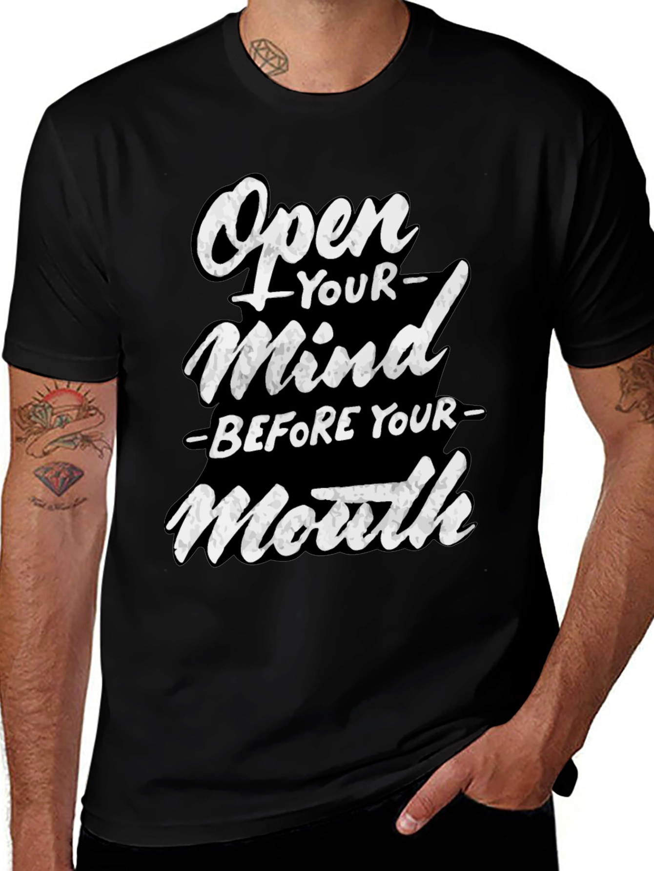 Open Your Mind Graphic T-Shirt - Black Cotton Tee