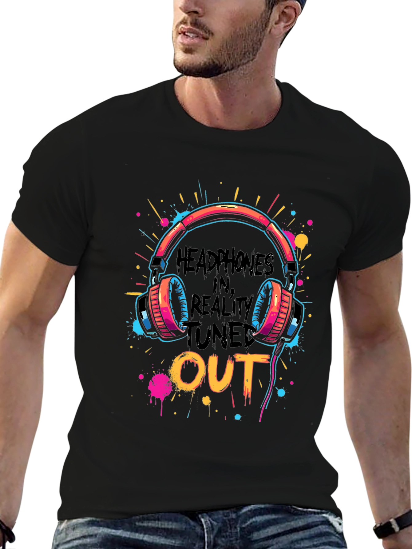 Headphones In Reality Tuned Out Graphic Tee