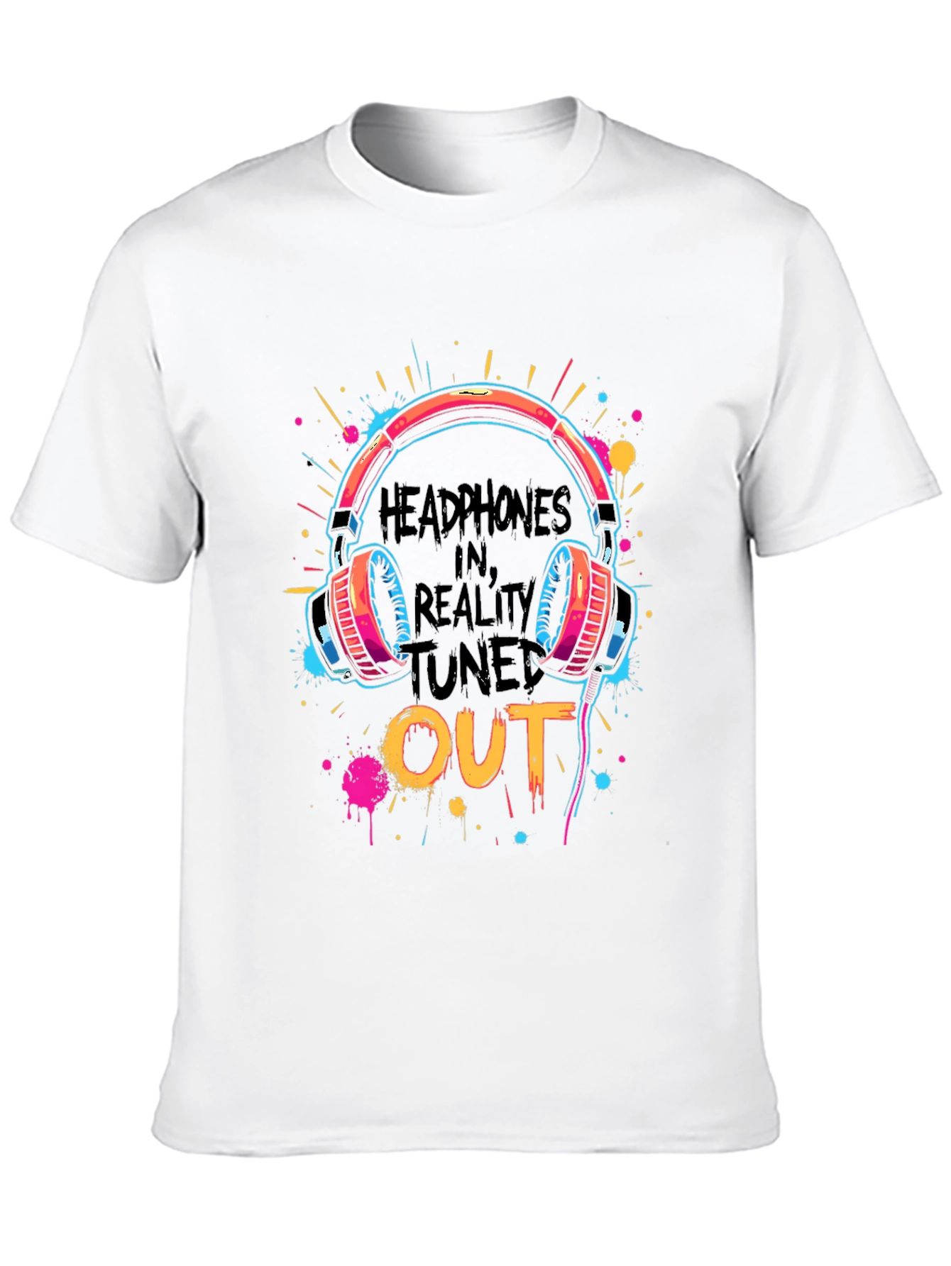 Headphones In Reality Tuned Out Graphic Tee