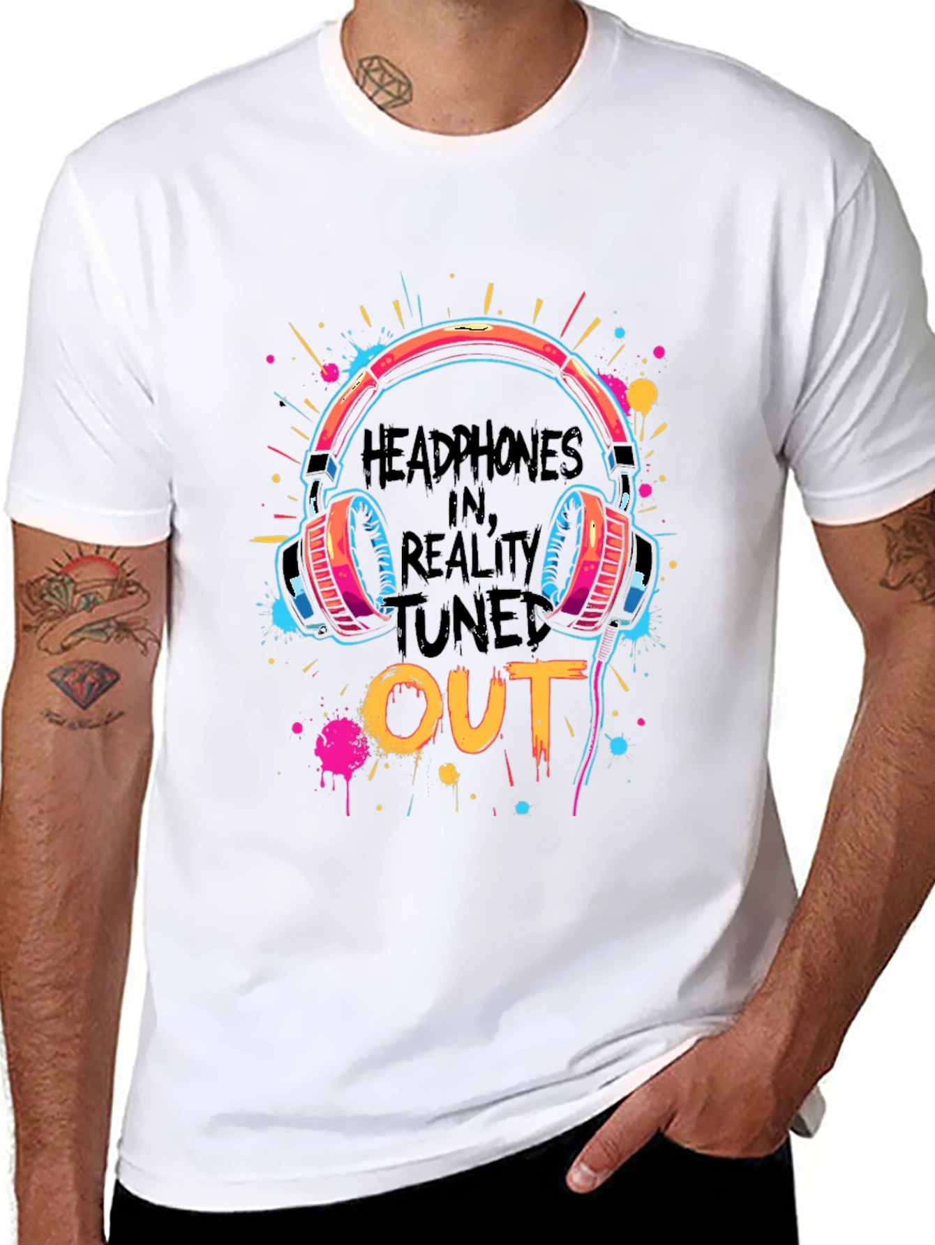 Headphones In Reality Tuned Out Graphic Tee