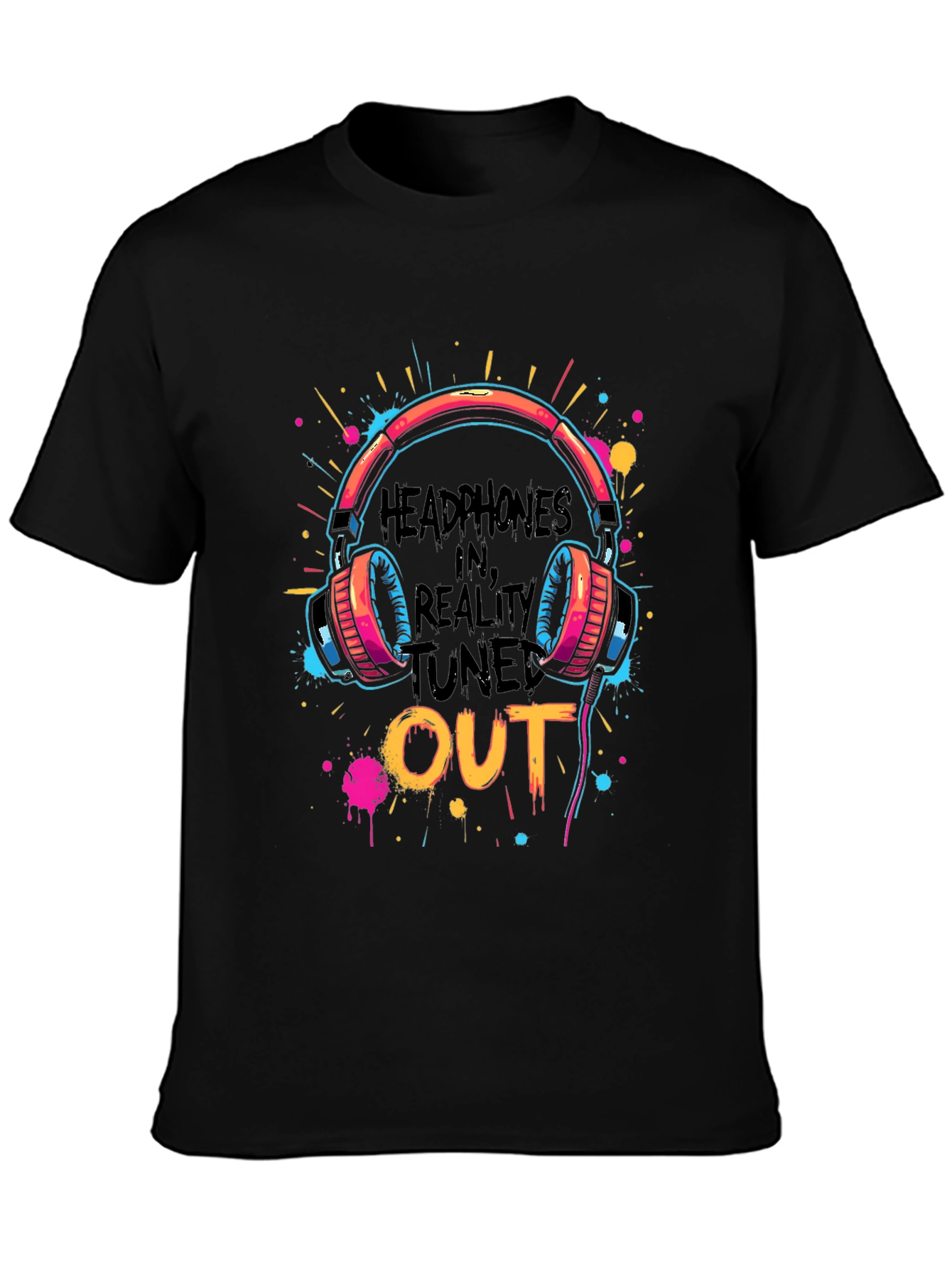 Headphones In Reality Tuned Out Graphic Tee