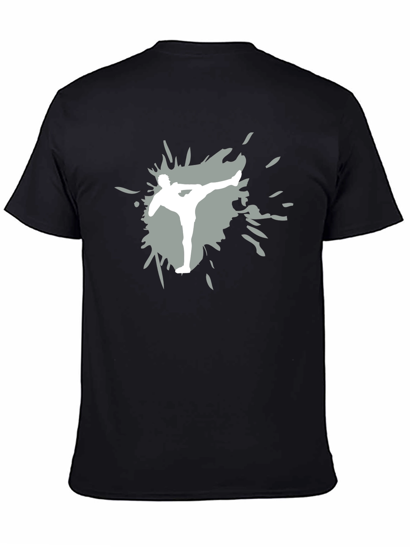 Martial Arts Kick Graphic Tee - Black Cotton Shirt
