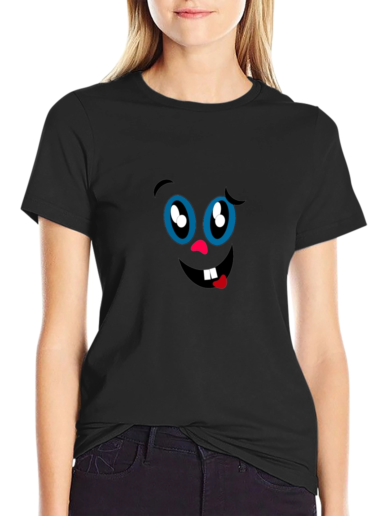 Funny Face Graphic Black T-Shirt