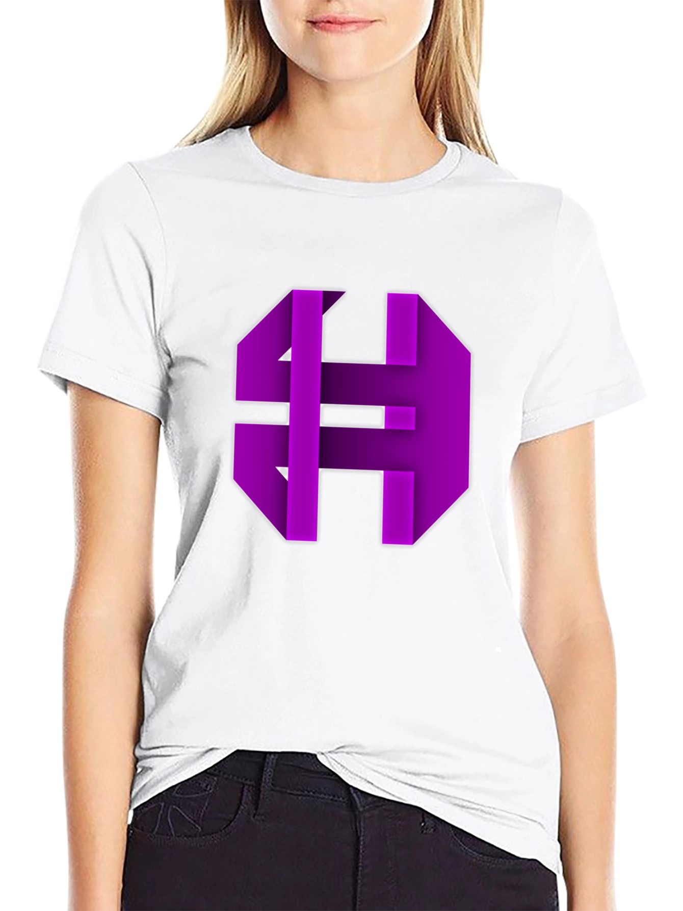 Abstract Purple Graphic Print Black Tee