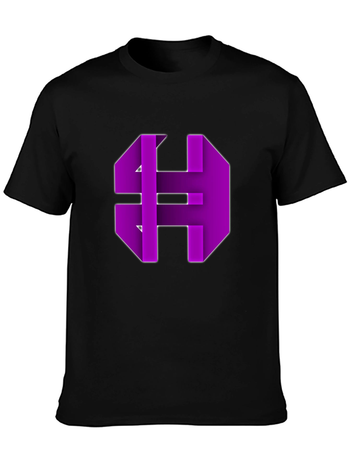 Abstract Purple Graphic Print Black Tee