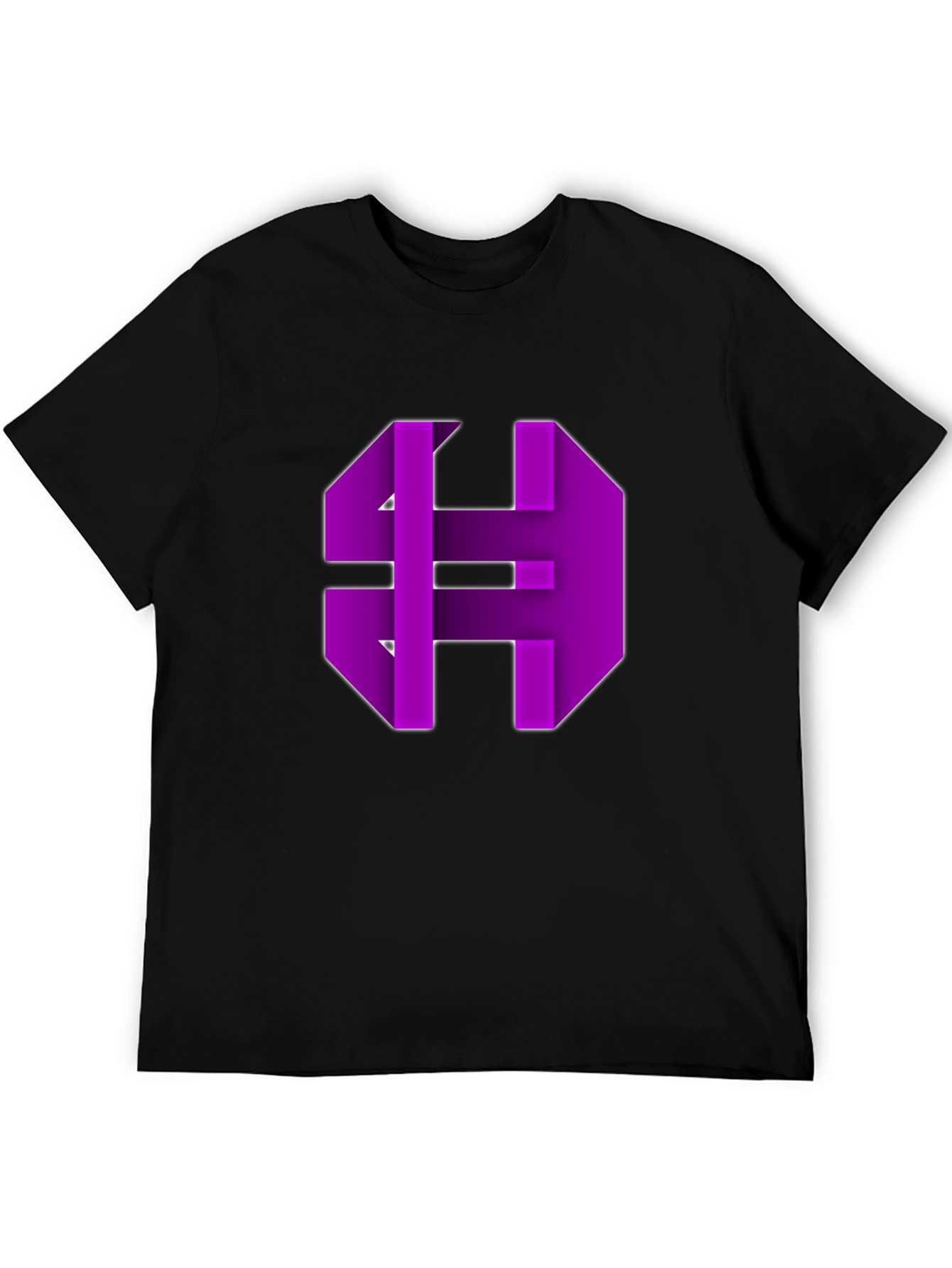 Abstract Purple Graphic Print Black Tee