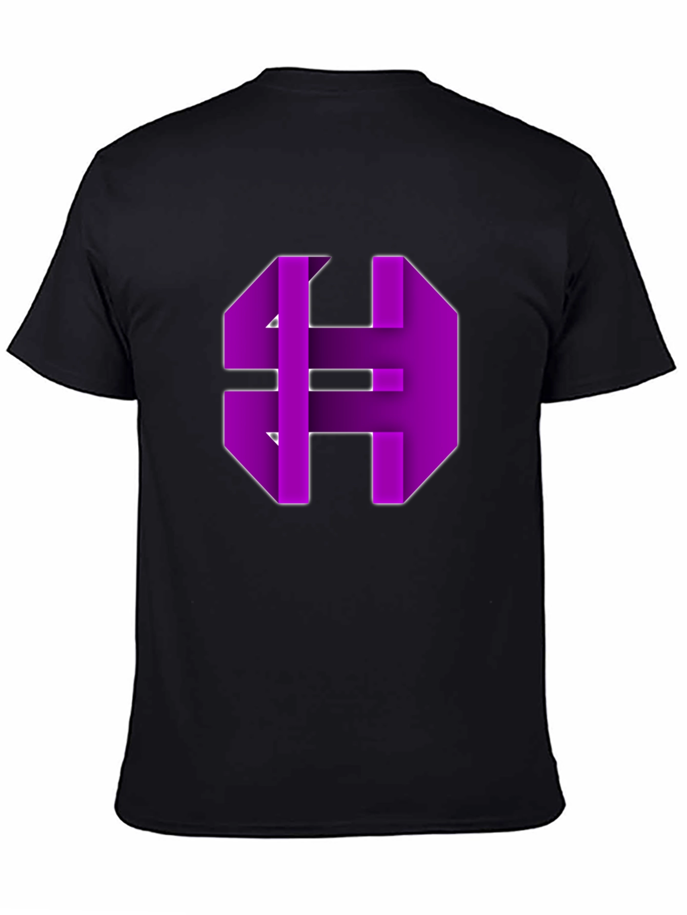 Abstract Purple Graphic Print Black Tee