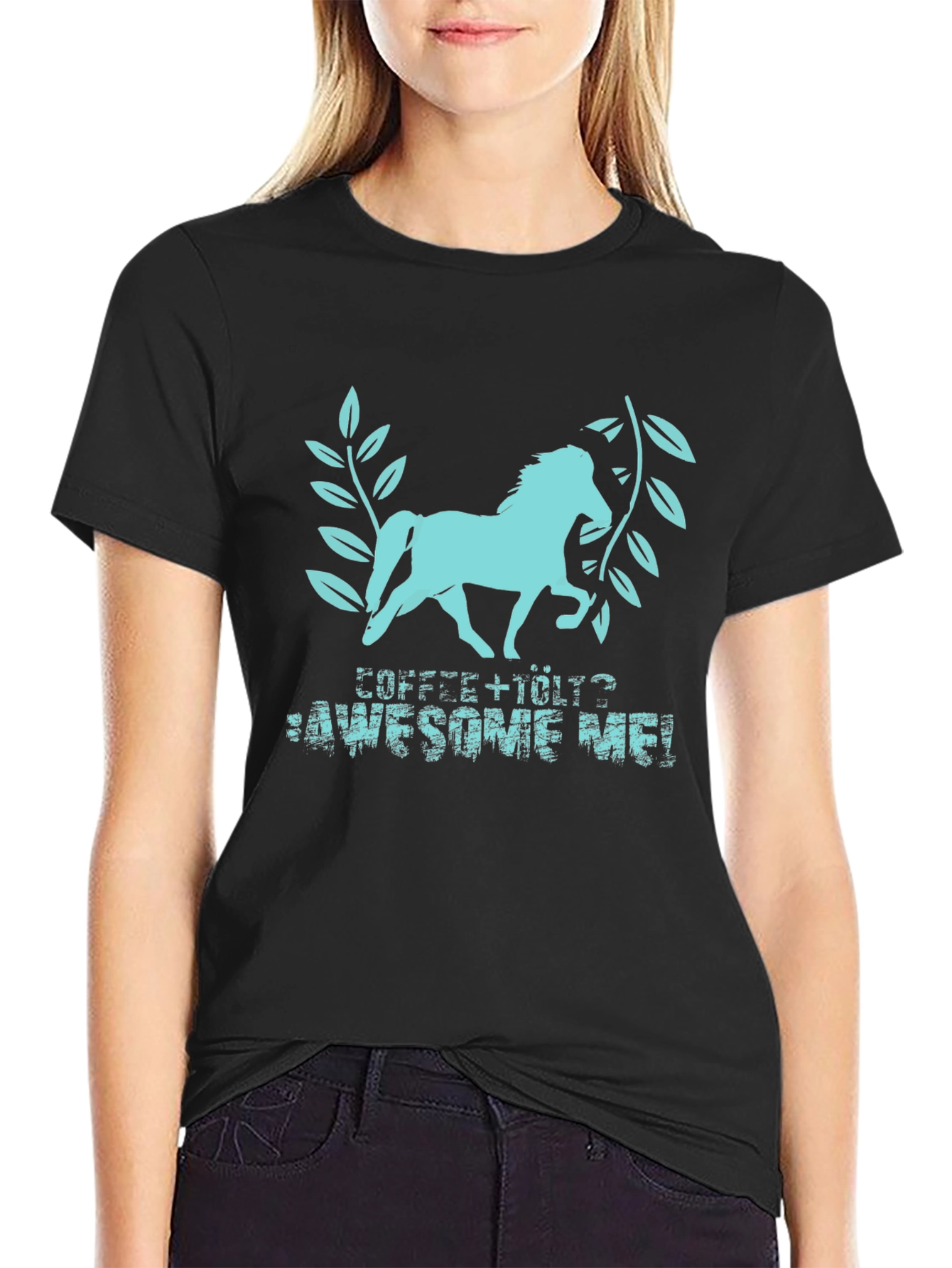 Coffee + Horse = Awesome Me! Black T-Shirt