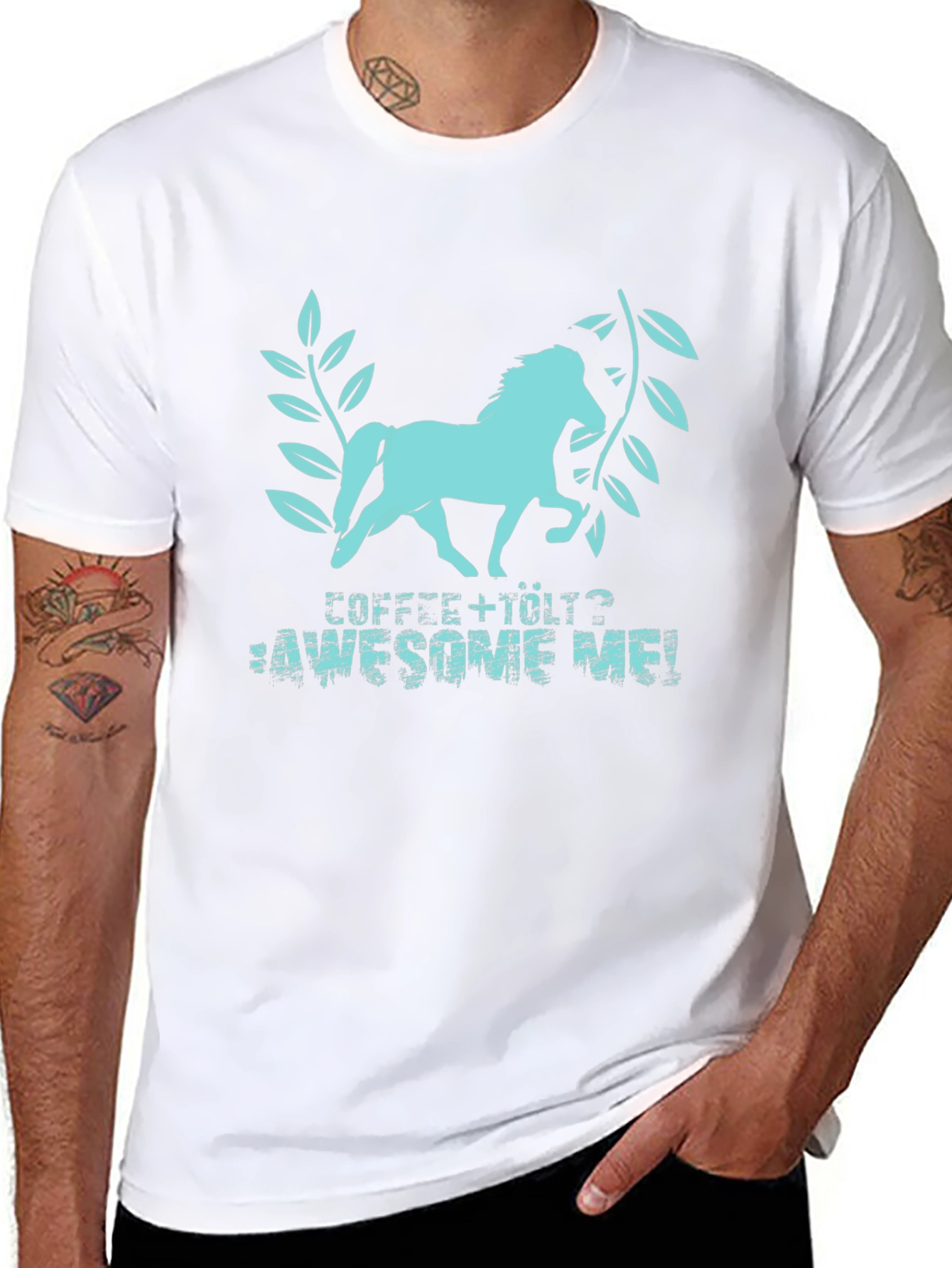 Coffee + Horse = Awesome Me! Black T-Shirt
