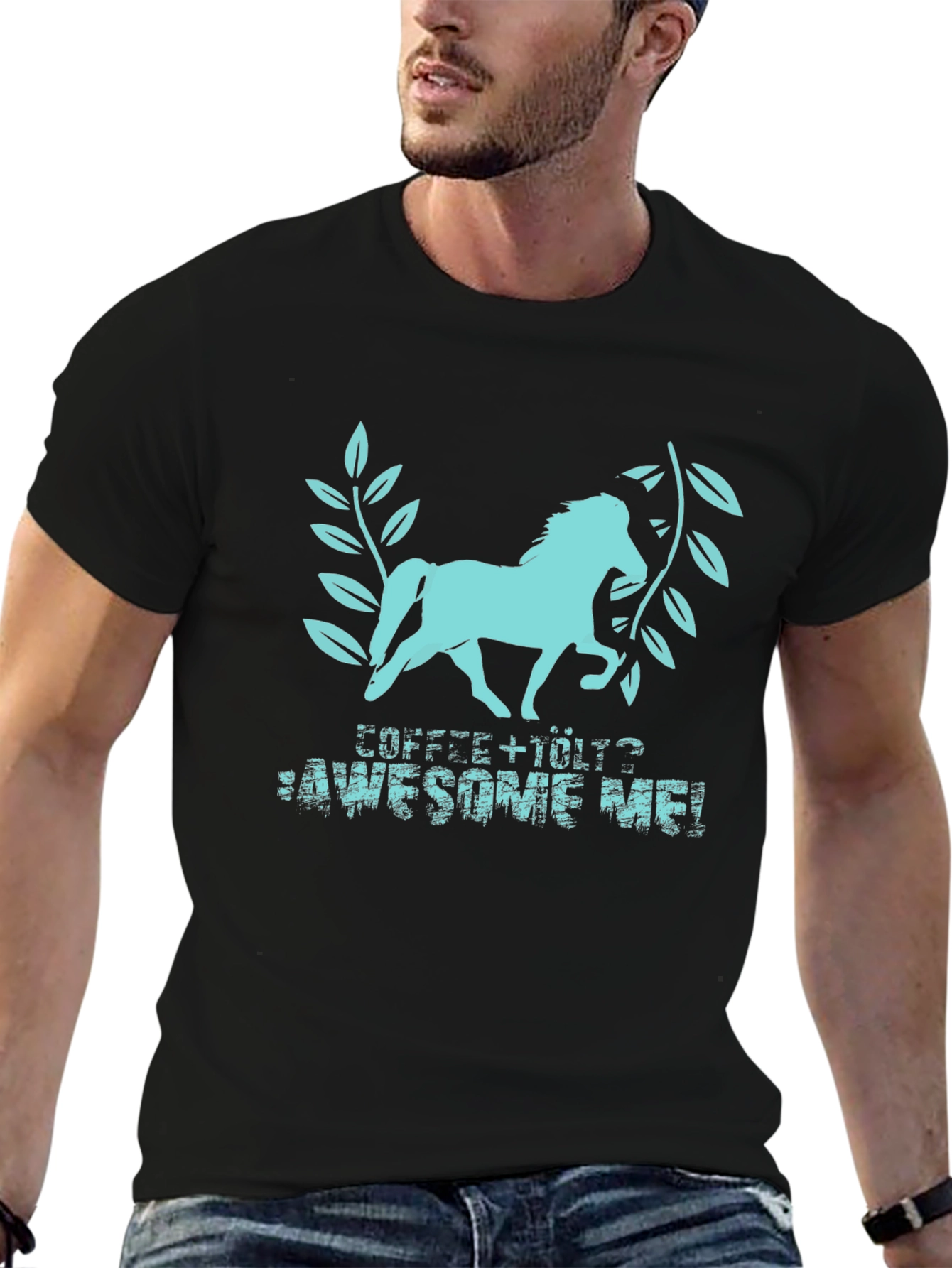 Coffee + Horse = Awesome Me! Black T-Shirt