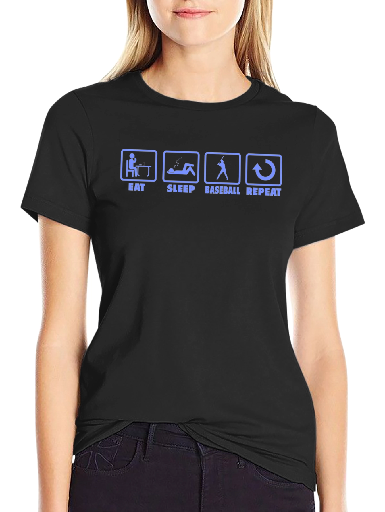 Eat Sleep Baseball Repeat Black T-Shirt