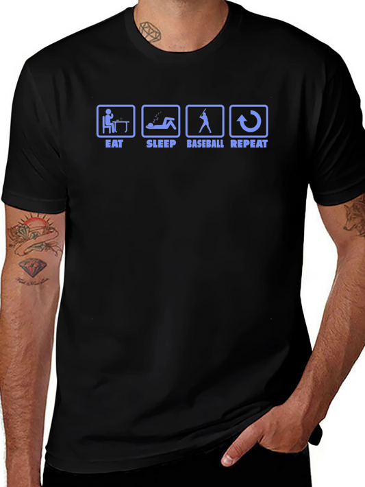 Eat Sleep Baseball Repeat Black T-Shirt
