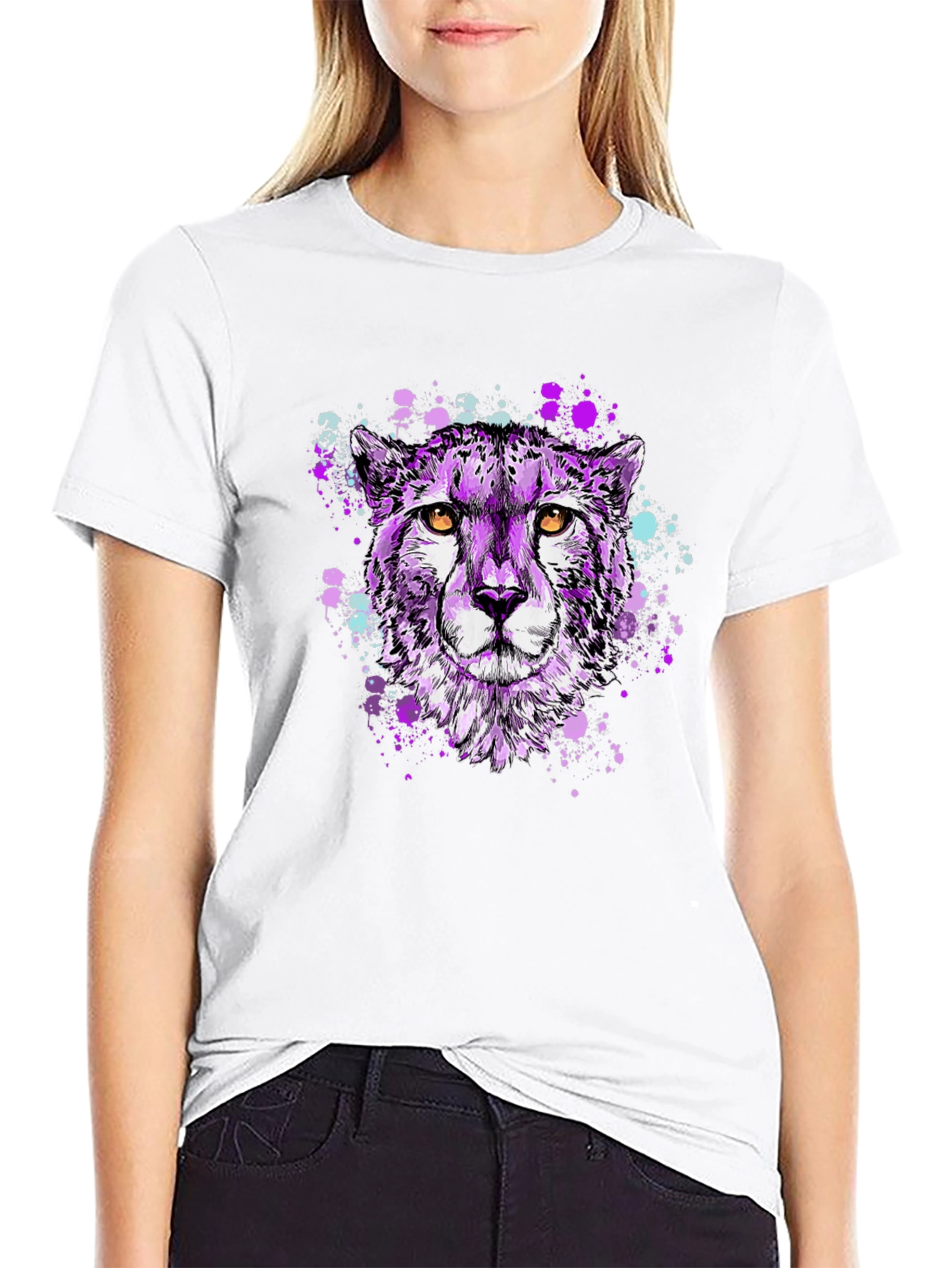 Purple Cheetah Graphic T-Shirt - Stylish Mens Tee