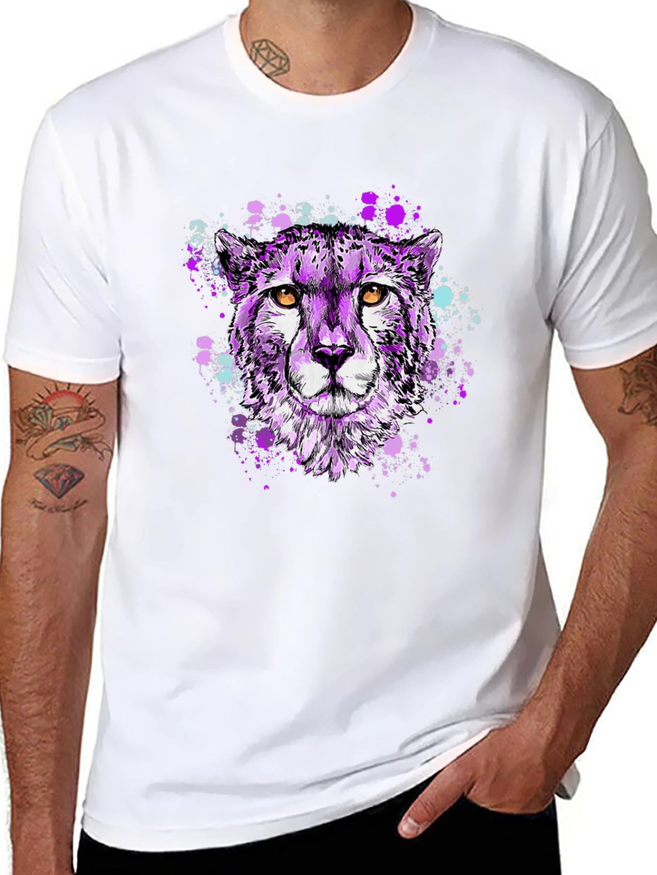 Purple Cheetah Graphic T-Shirt - Stylish Mens Tee