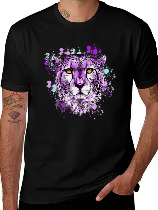 Purple Cheetah Graphic T-Shirt - Stylish Mens Tee