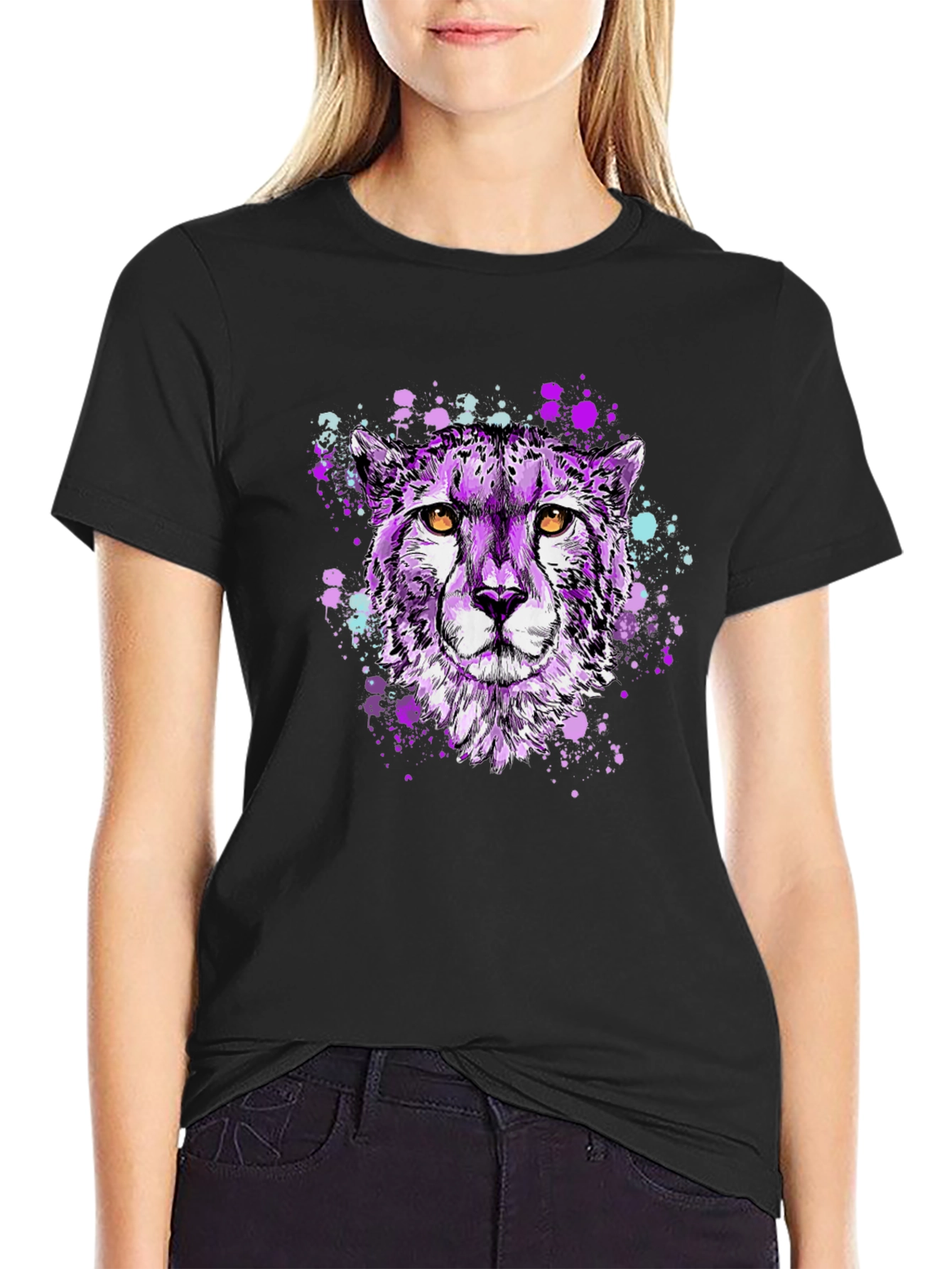 Purple Cheetah Graphic T-Shirt - Stylish Mens Tee
