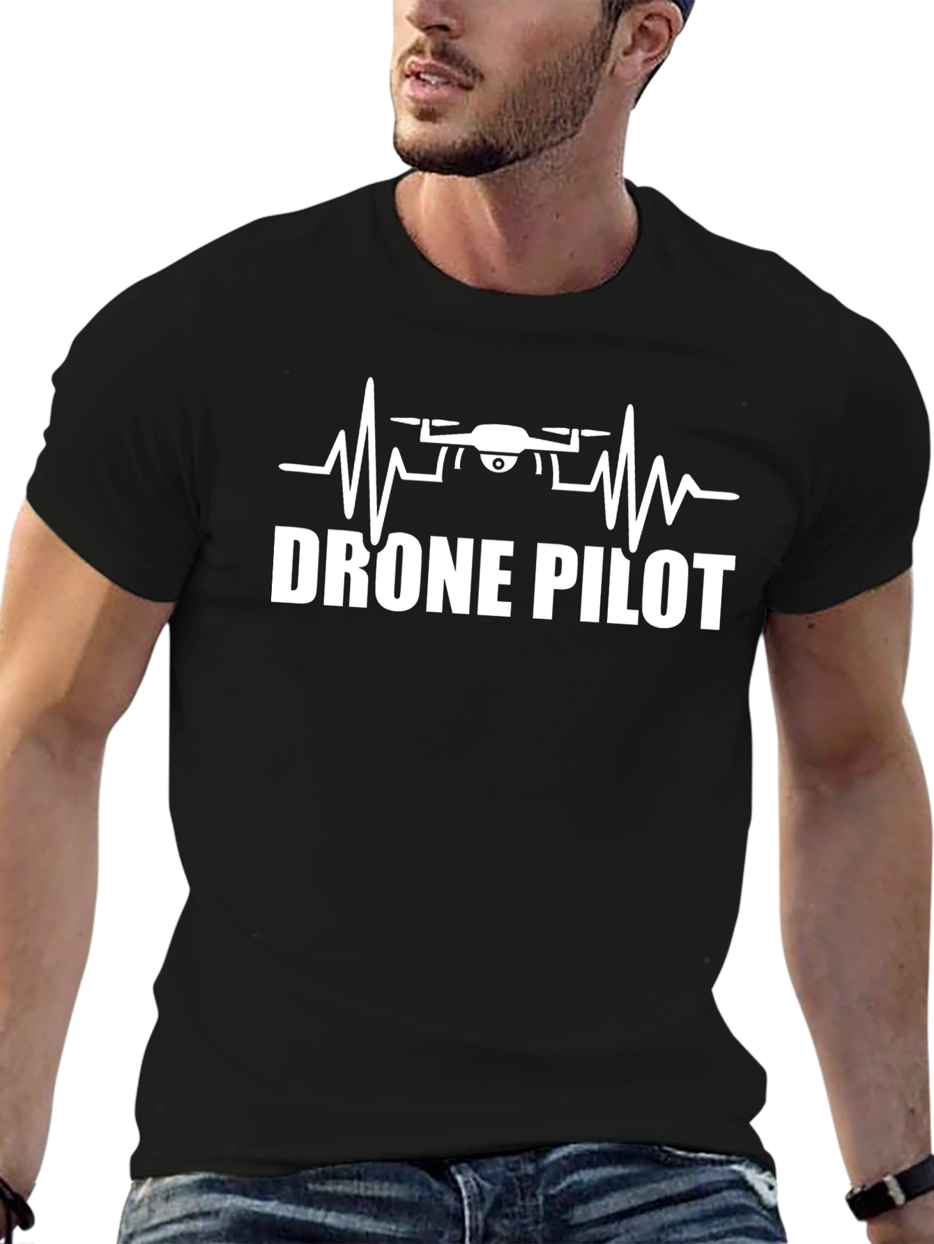 Drone Pilot T-Shirt - Black Cotton Graphic Tee
