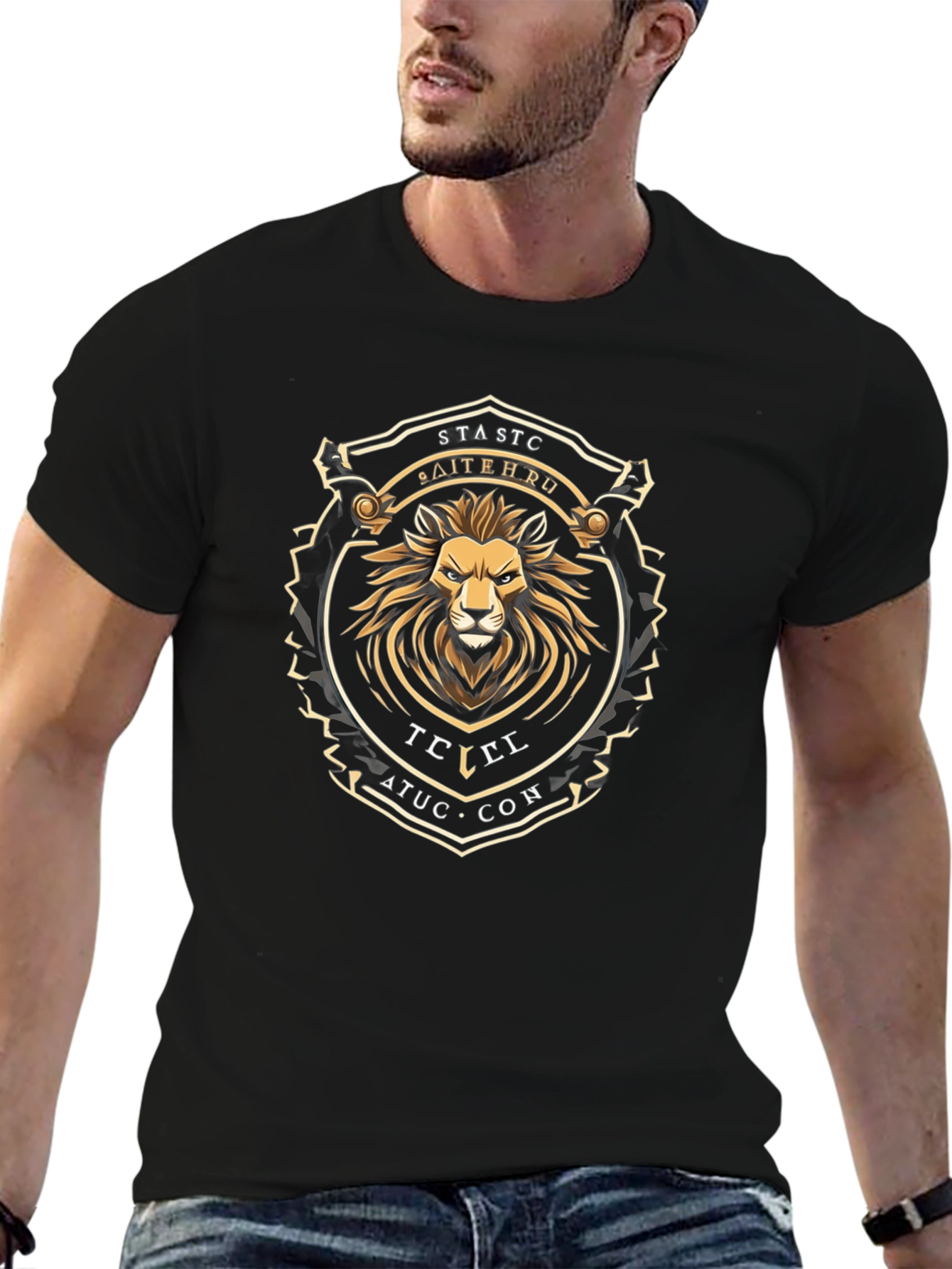 Lion Crest Graphic Tee - Stylish Black T-Shirt