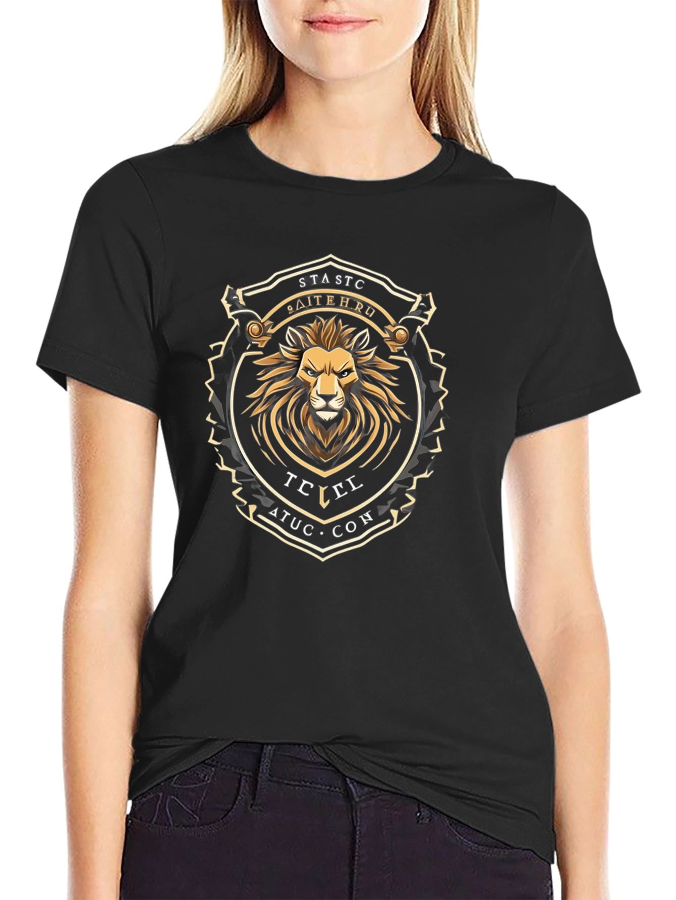 Lion Crest Graphic Tee - Stylish Black T-Shirt