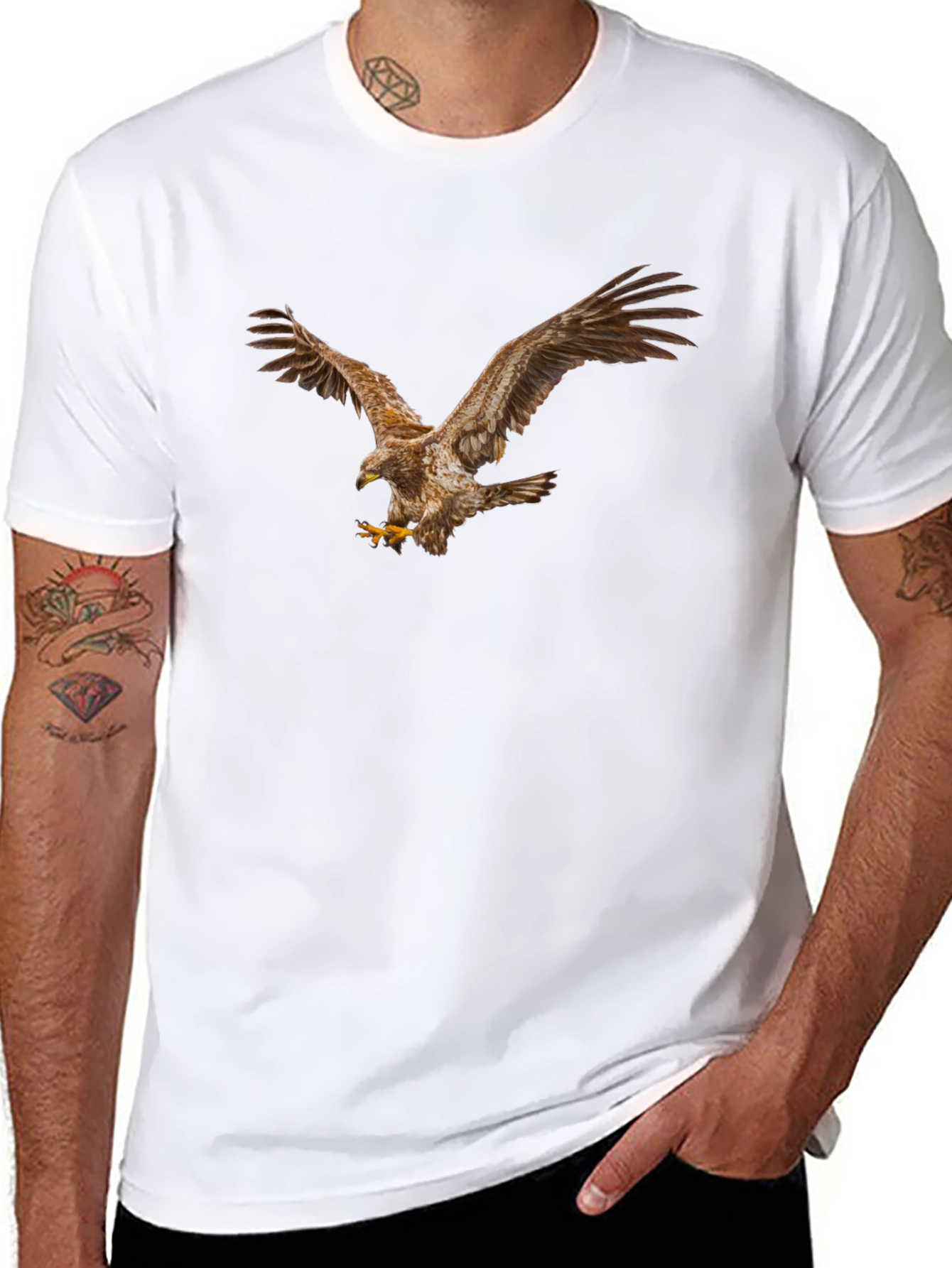 Eagle Graphic Print Mens Black T-Shirt