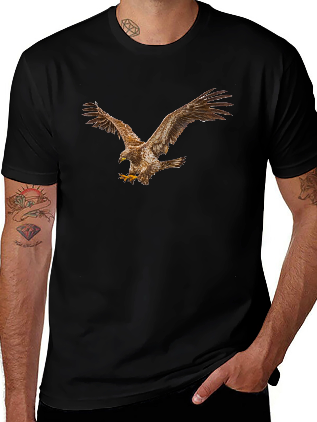 Eagle Graphic Print Mens Black T-Shirt