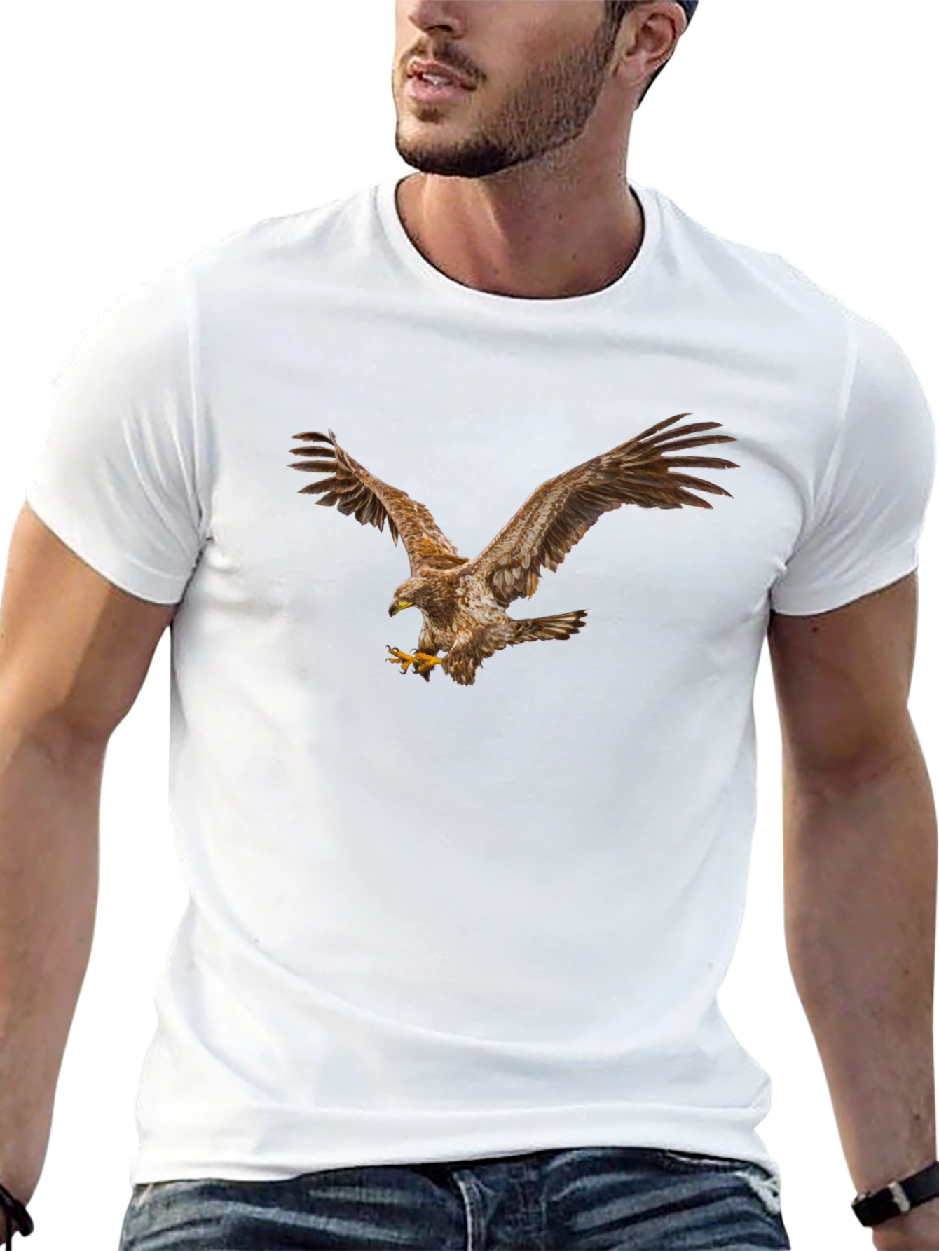 Eagle Graphic Print Mens Black T-Shirt