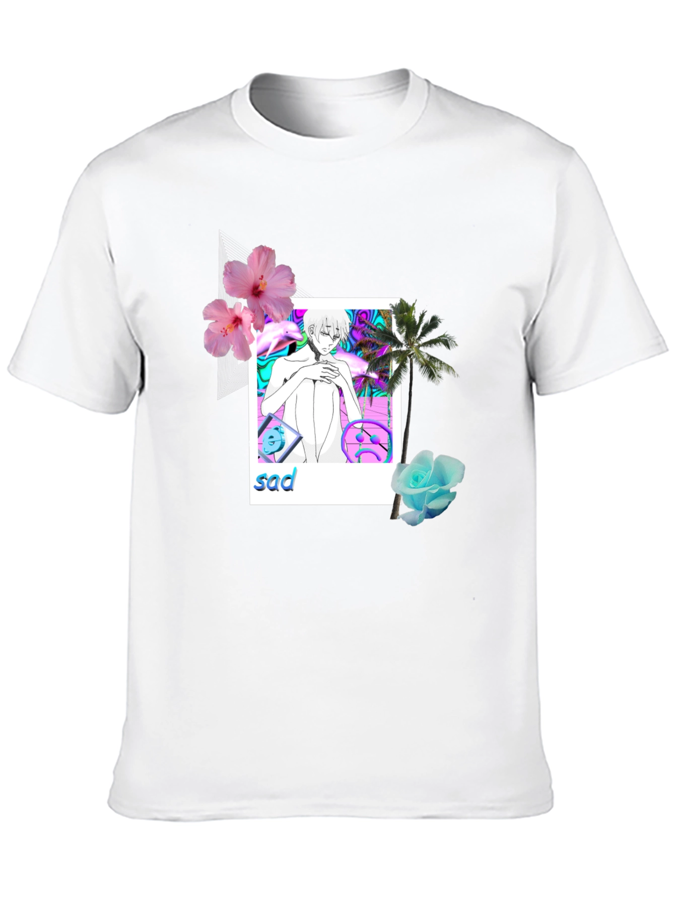 Aesthetic Sad Anime Graphic Tee - Black